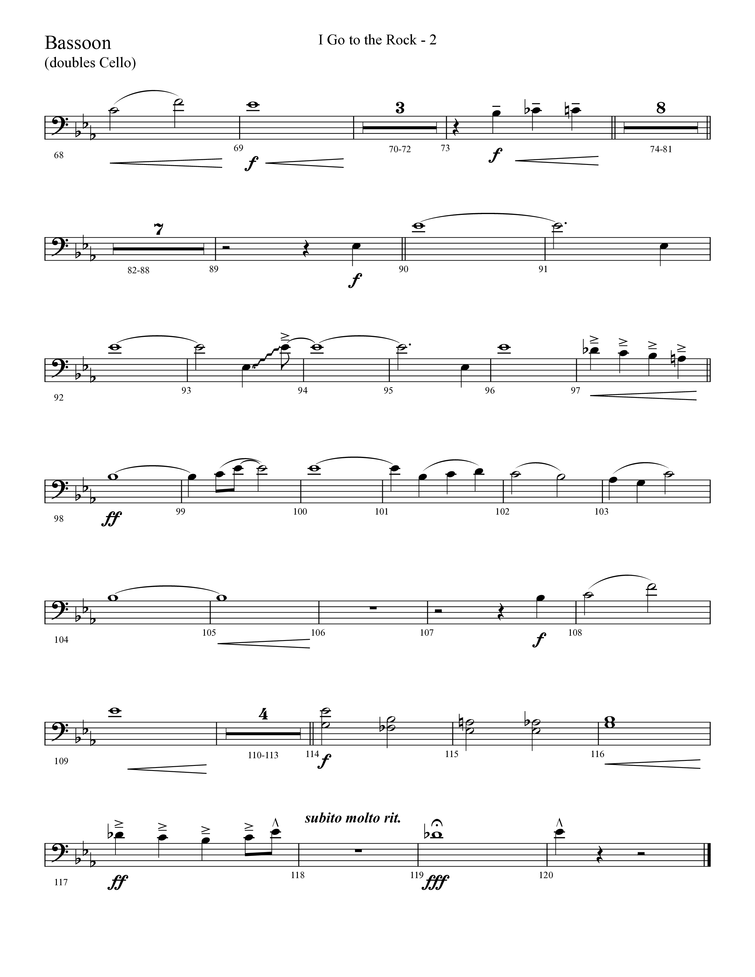 I Go To The Rock (Choral Anthem SATB) Bassoon (Lifeway Choral / Arr. Cliff Duren)