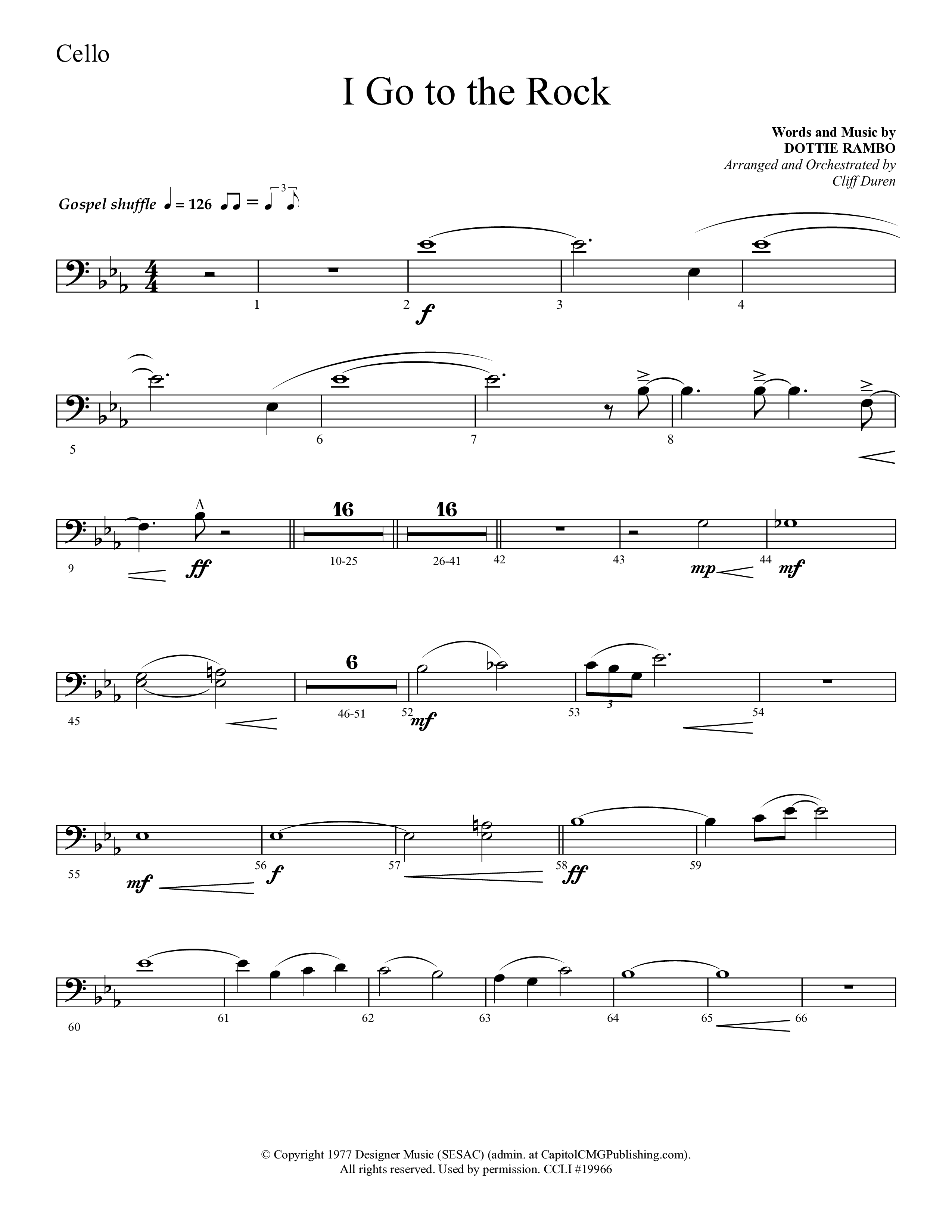 I Go To The Rock (Choral Anthem SATB) Cello (Lifeway Choral / Arr. Cliff Duren)