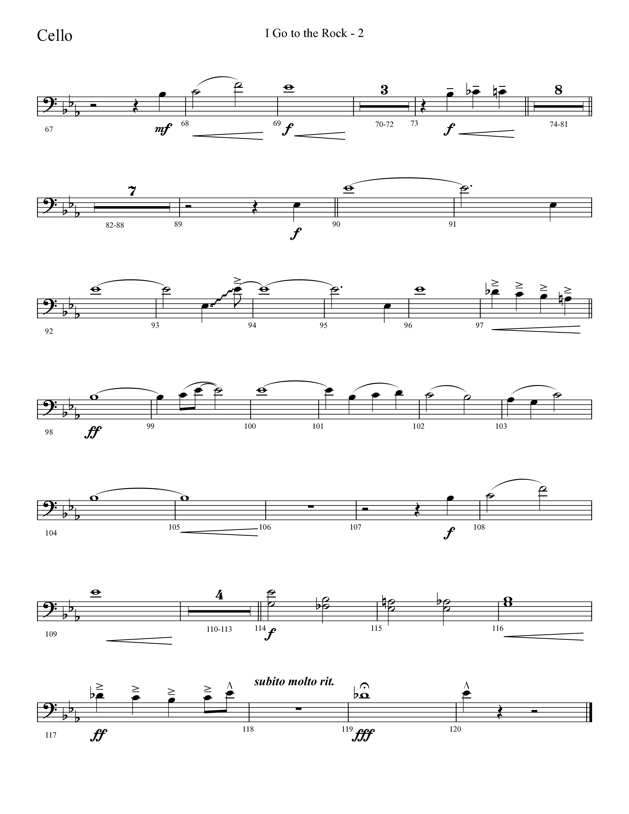 I Go To The Rock (Choral Anthem SATB) Cello (Lifeway Choral / Arr. Cliff Duren)
