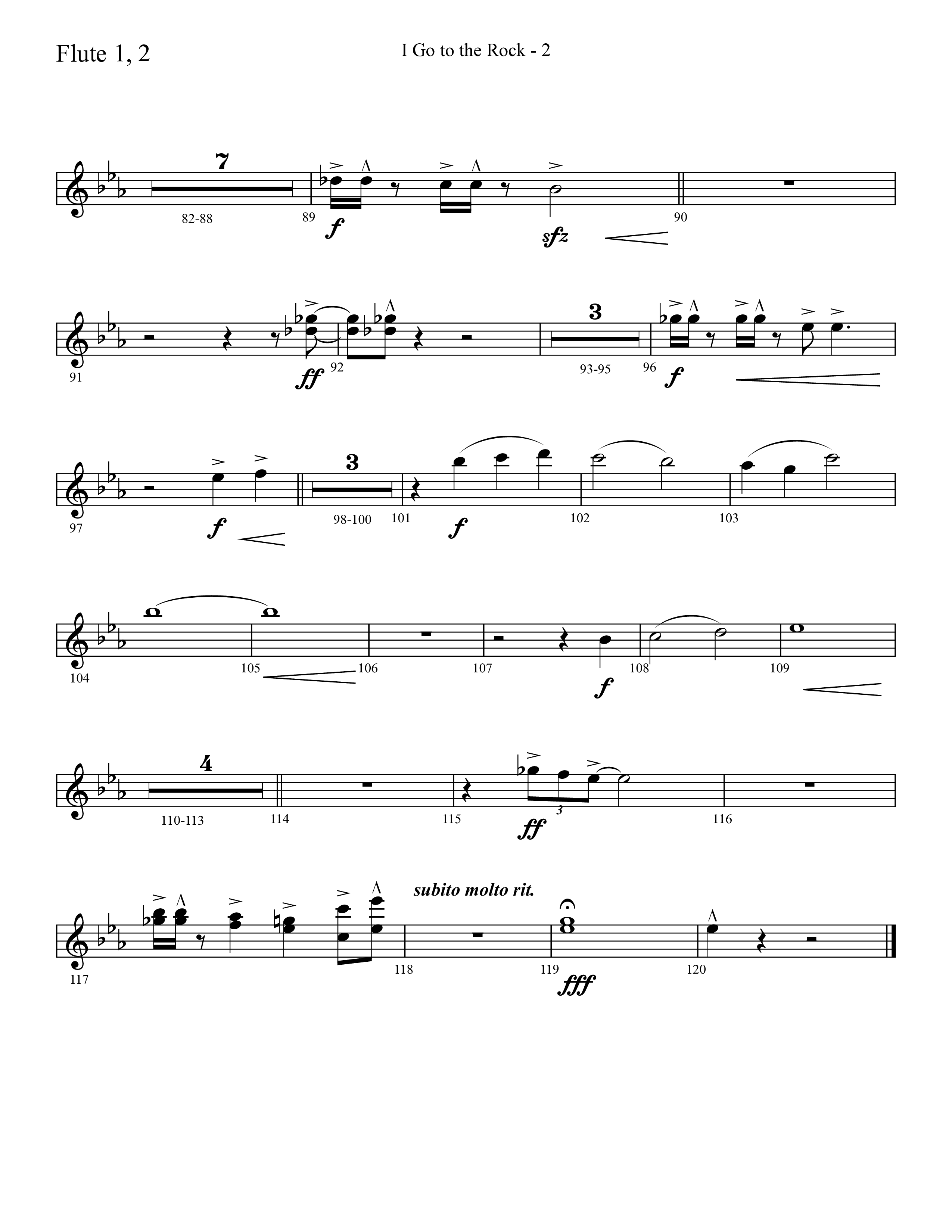 I Go To The Rock (Choral Anthem SATB) Flute 1/2 (Lifeway Choral / Arr. Cliff Duren)