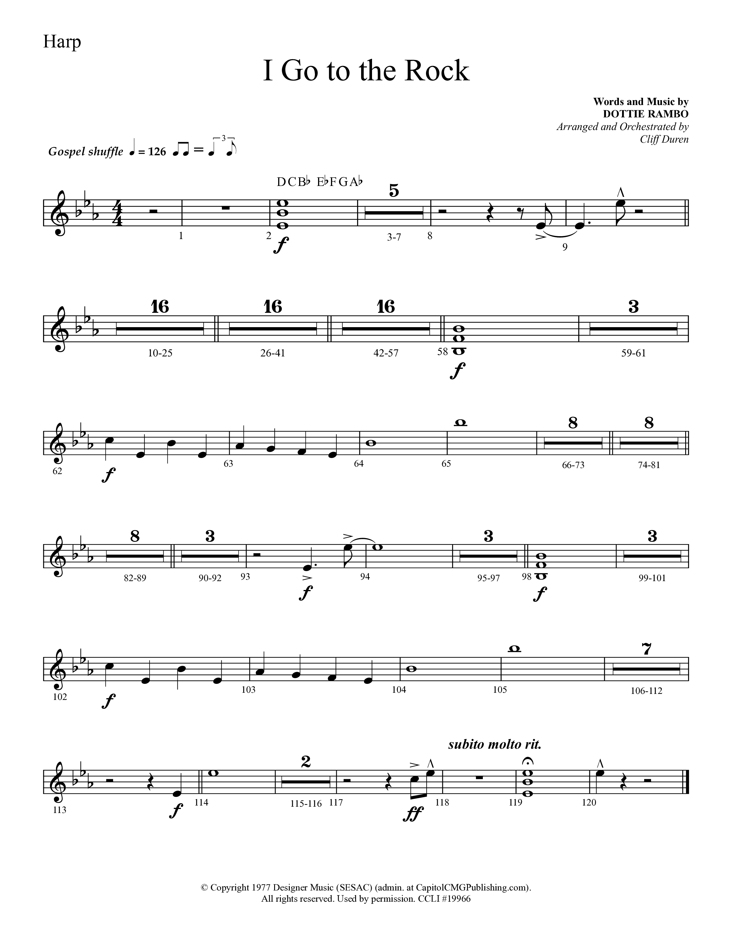 I Go To The Rock (Choral Anthem SATB) Harp (Lifeway Choral / Arr. Cliff Duren)
