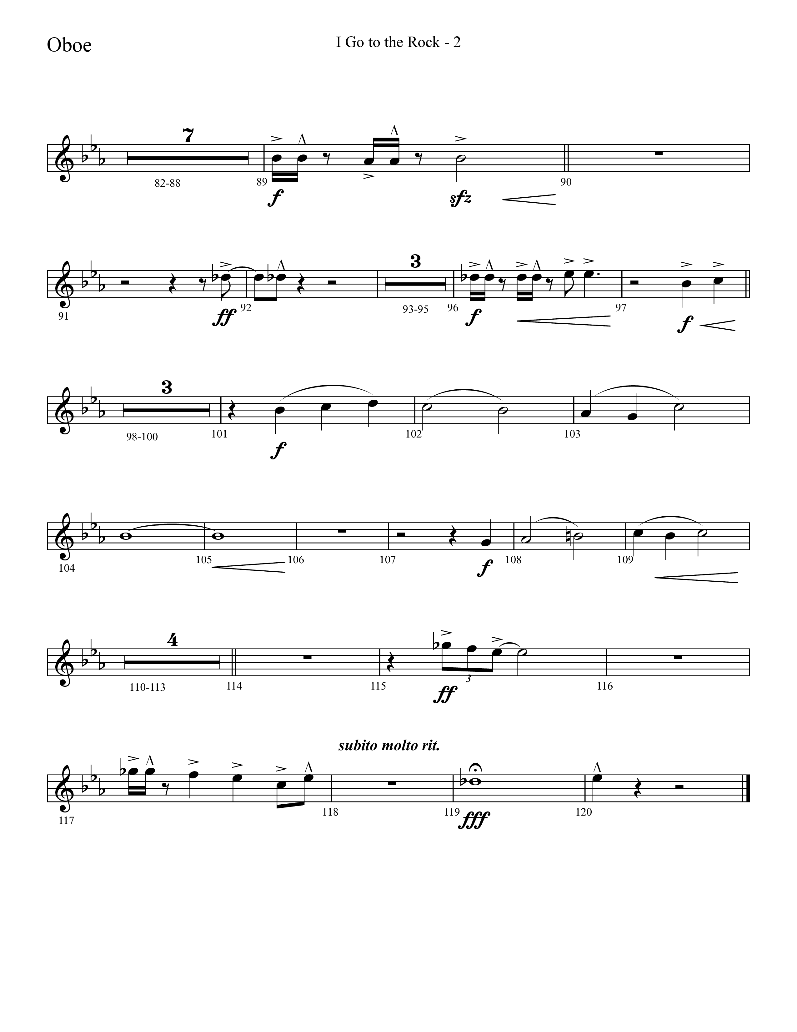 I Go To The Rock (Choral Anthem SATB) Oboe (Lifeway Choral / Arr. Cliff Duren)