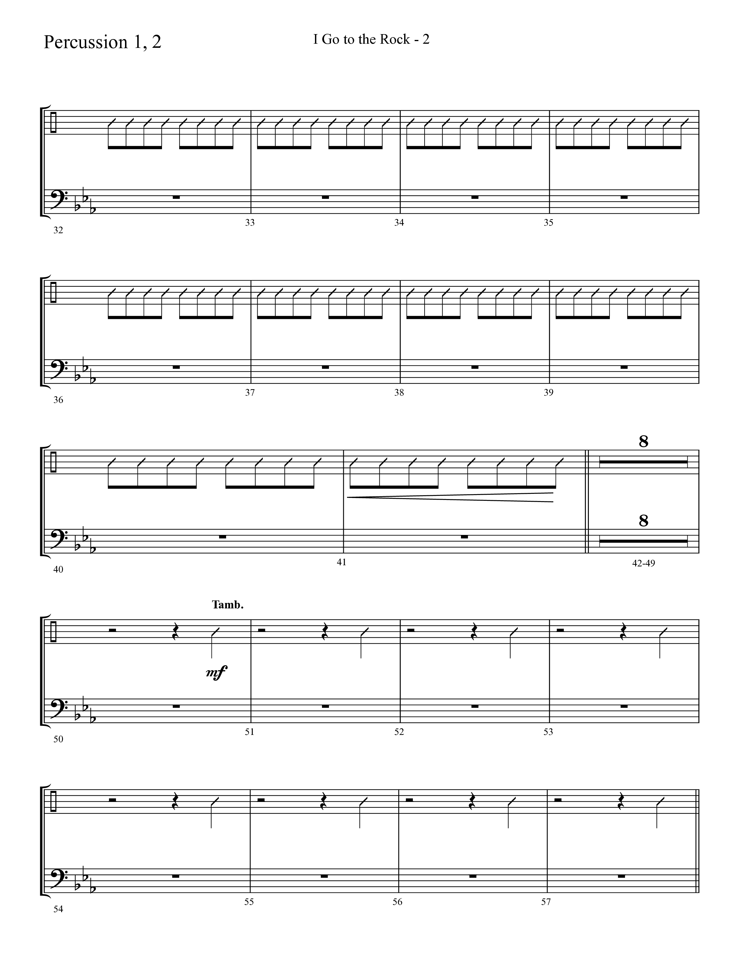 I Go To The Rock (Choral Anthem SATB) Percussion 1/2 (Lifeway Choral / Arr. Cliff Duren)