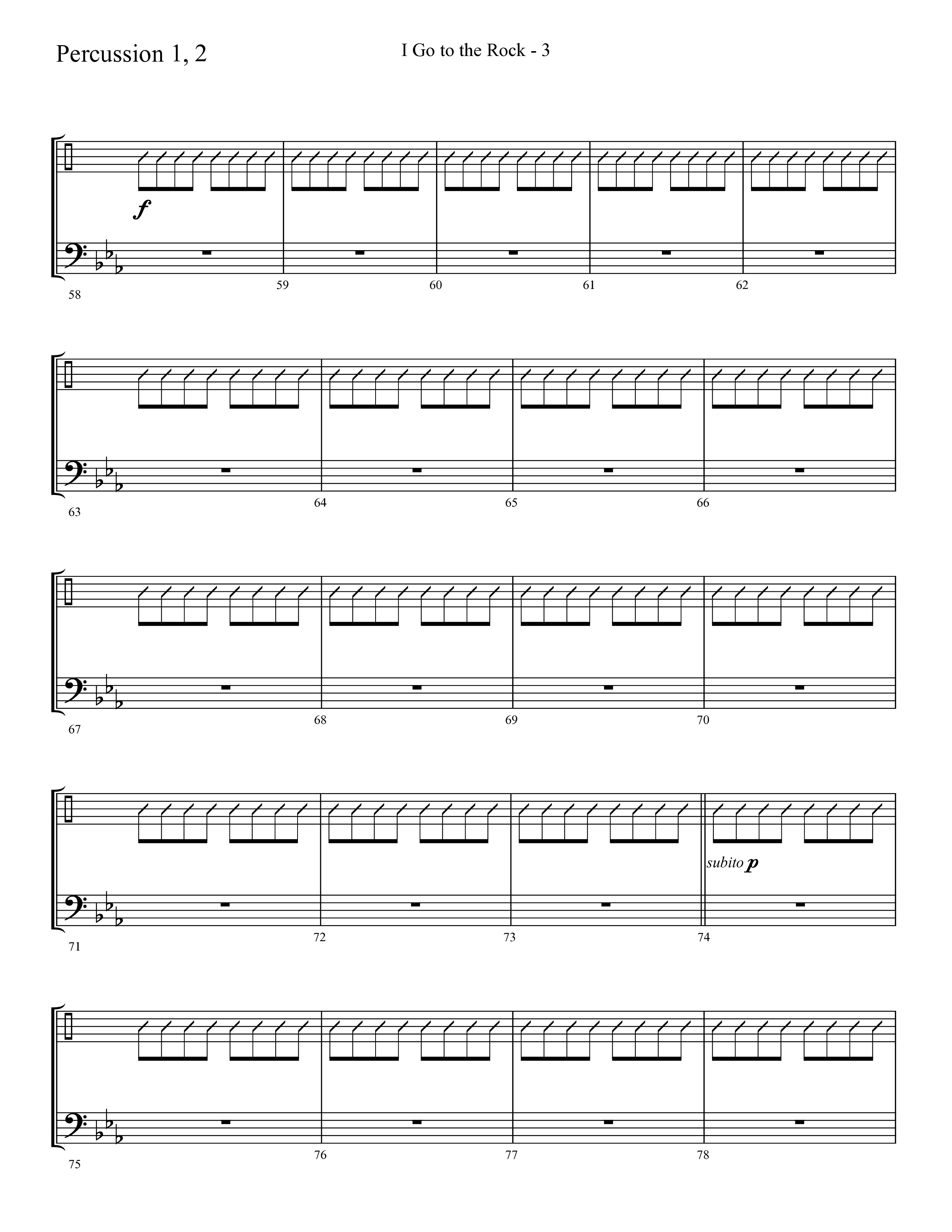 I Go To The Rock (Choral Anthem SATB) Percussion 1/2 (Lifeway Choral / Arr. Cliff Duren)