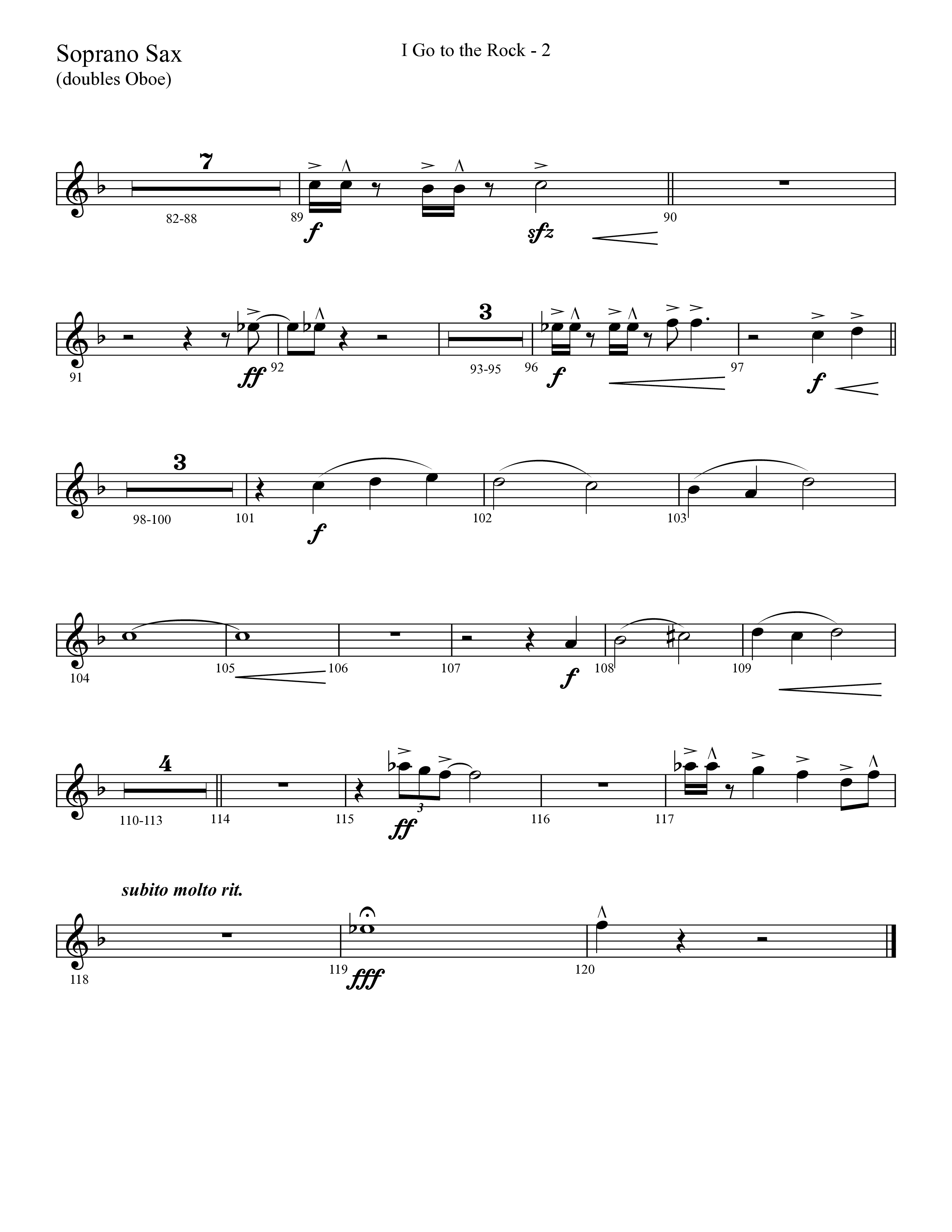 I Go To The Rock (Choral Anthem SATB) Soprano Sax (Lifeway Choral / Arr. Cliff Duren)