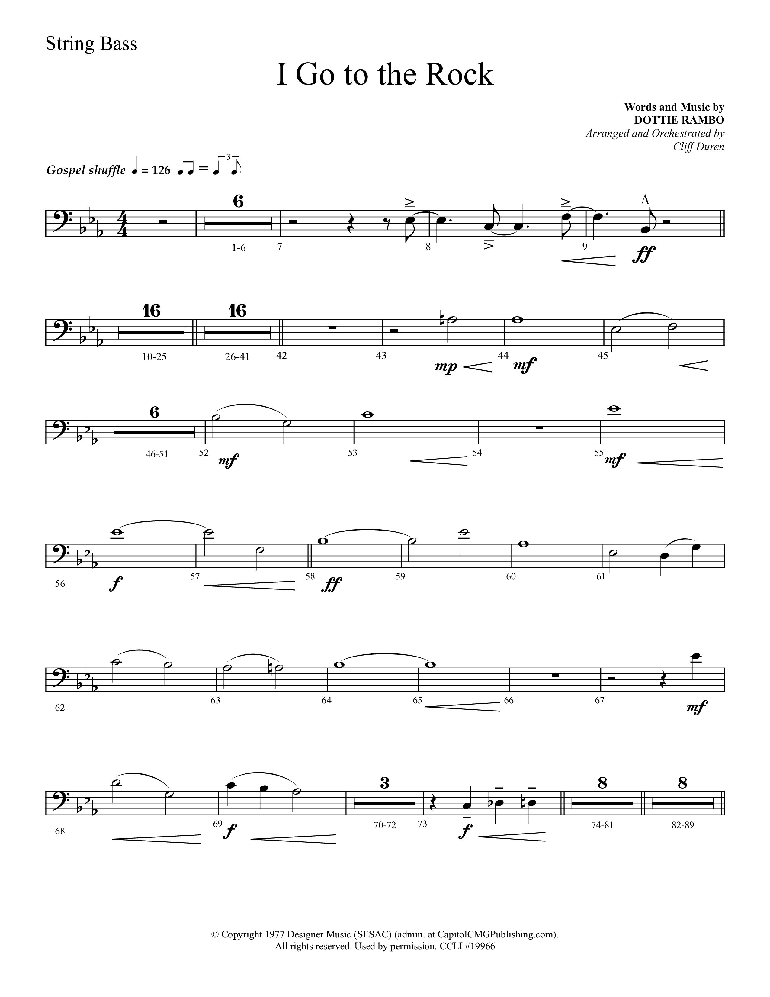 I Go To The Rock (Choral Anthem SATB) String Bass (Lifeway Choral / Arr. Cliff Duren)