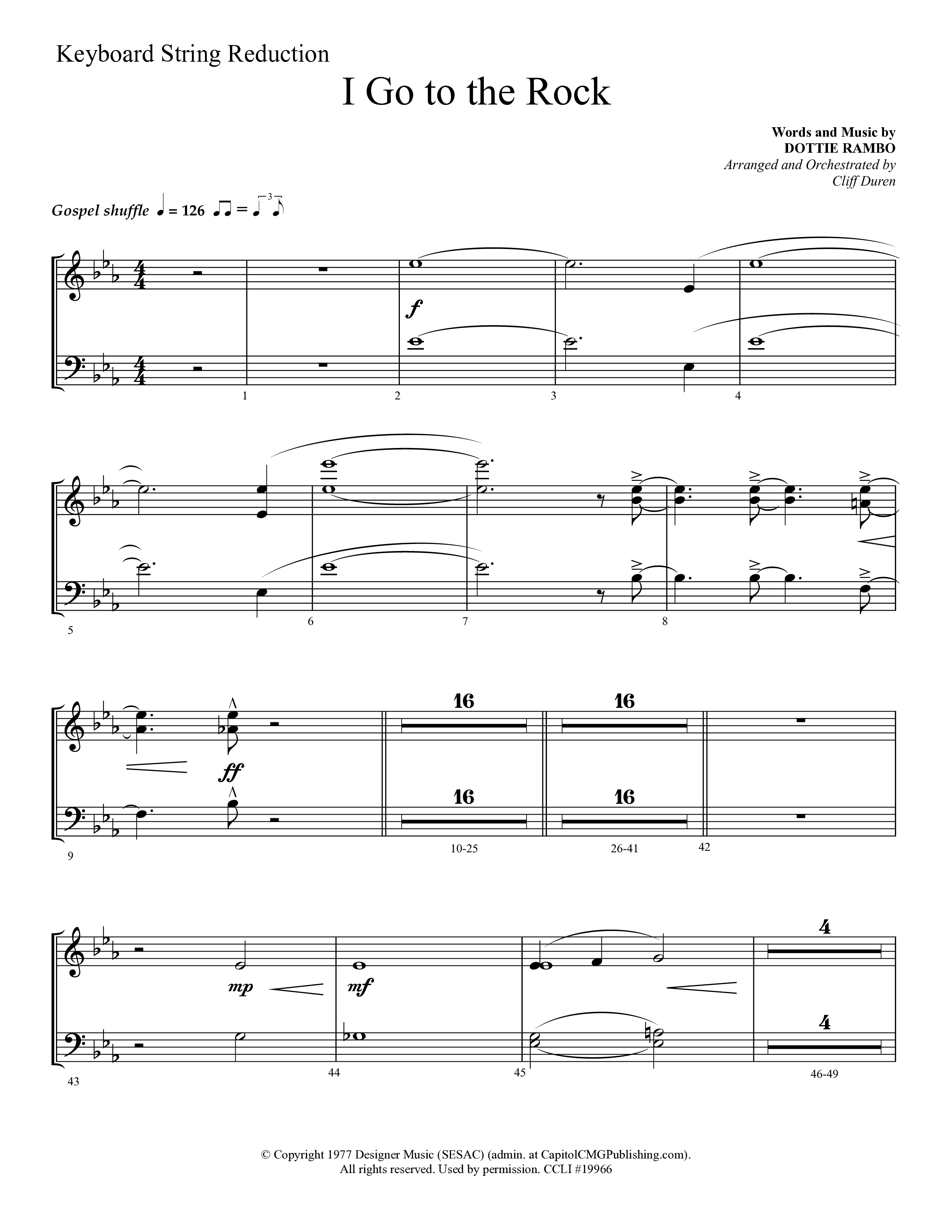 I Go To The Rock (Choral Anthem SATB) String Reduction (Lifeway Choral / Arr. Cliff Duren)