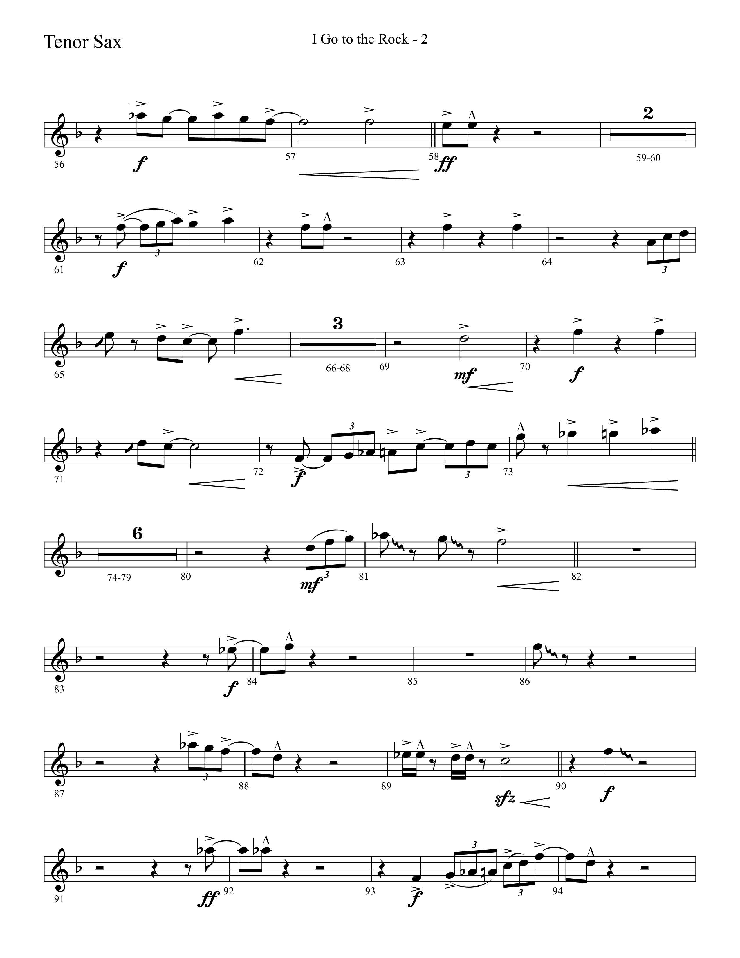 I Go To The Rock (Choral Anthem SATB) Tenor Sax 1 (Lifeway Choral / Arr. Cliff Duren)