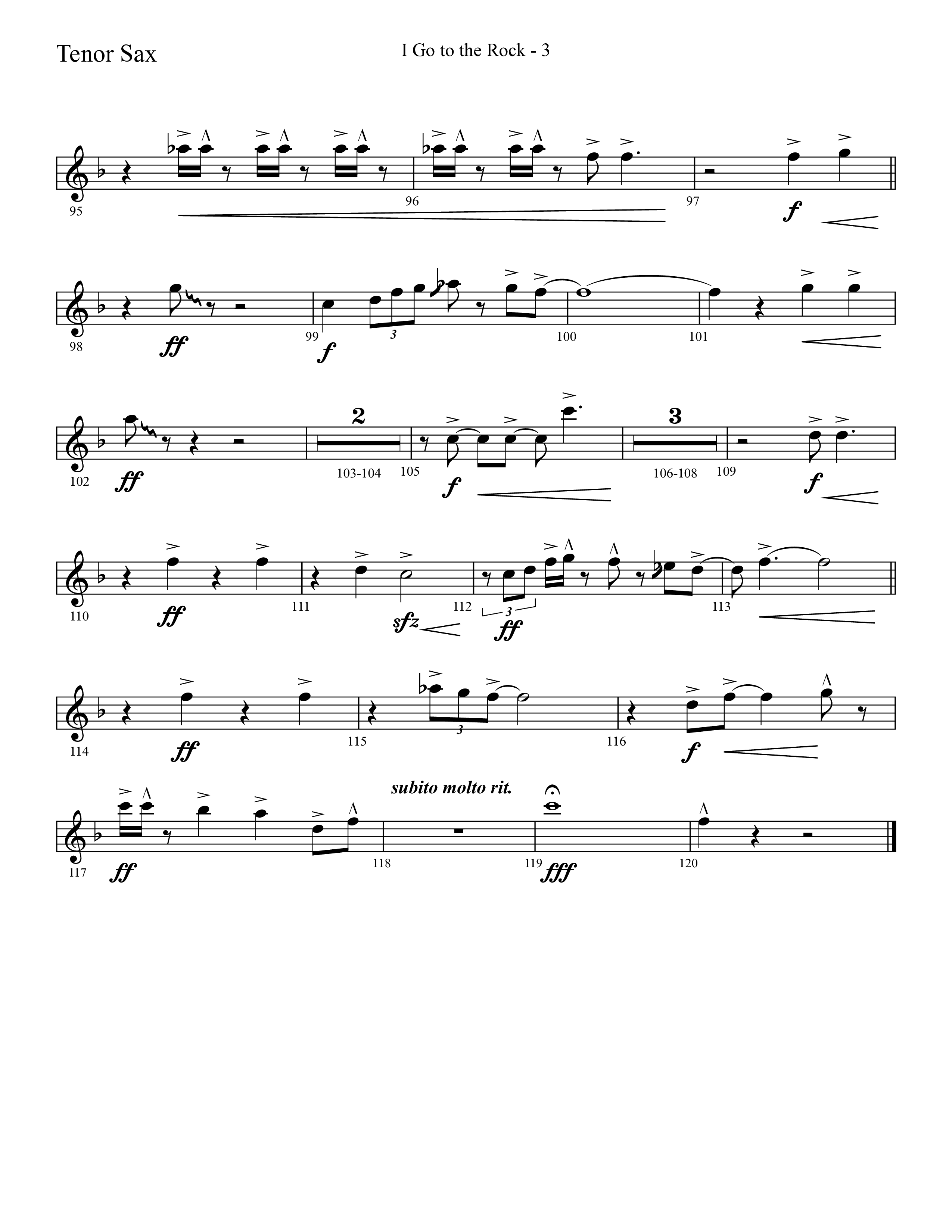 I Go To The Rock (Choral Anthem SATB) Tenor Sax 1 (Lifeway Choral / Arr. Cliff Duren)