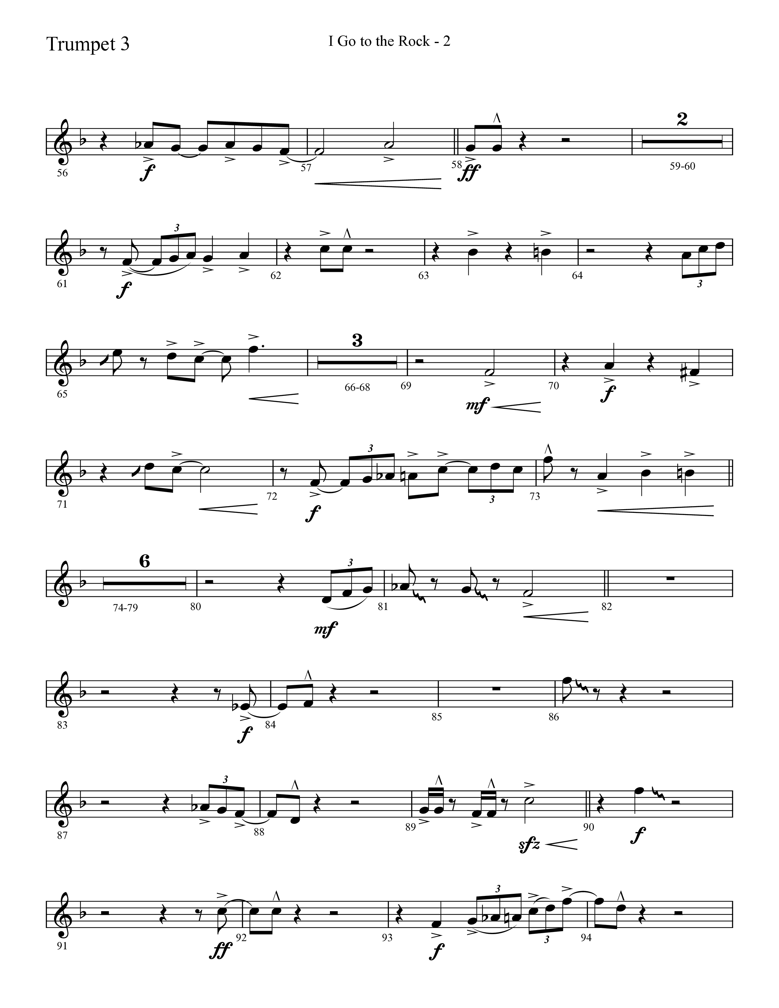 I Go To The Rock (Choral Anthem SATB) Trumpet 3 (Lifeway Choral / Arr. Cliff Duren)