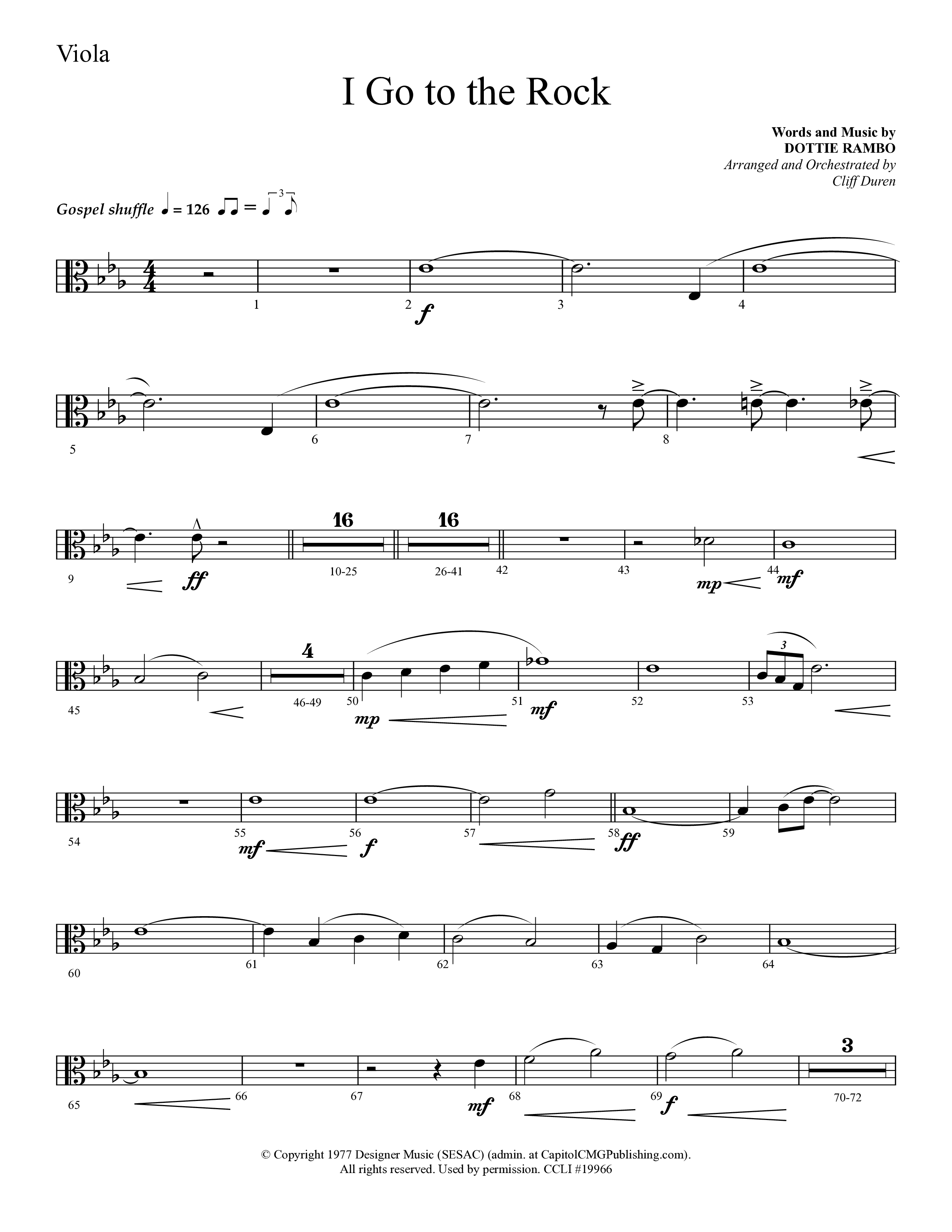 I Go To The Rock (Choral Anthem SATB) Viola (Lifeway Choral / Arr. Cliff Duren)