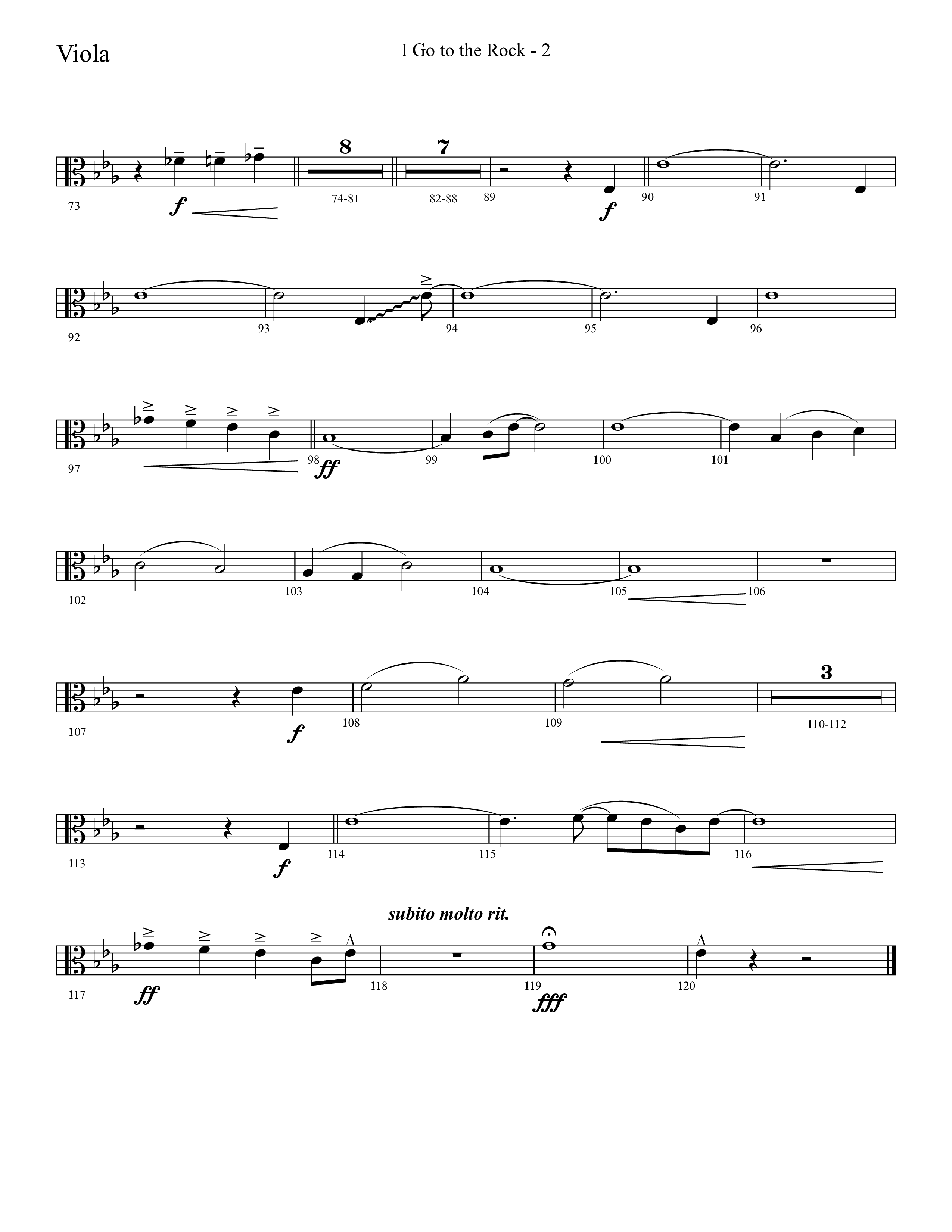 I Go To The Rock (Choral Anthem SATB) Viola (Lifeway Choral / Arr. Cliff Duren)