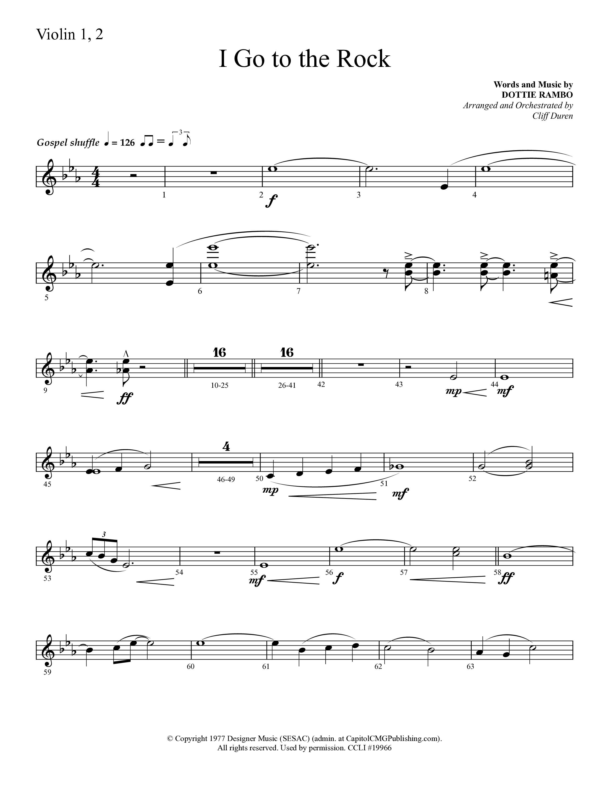 I Go To The Rock (Choral Anthem SATB) Violin 1/2 (Lifeway Choral / Arr. Cliff Duren)