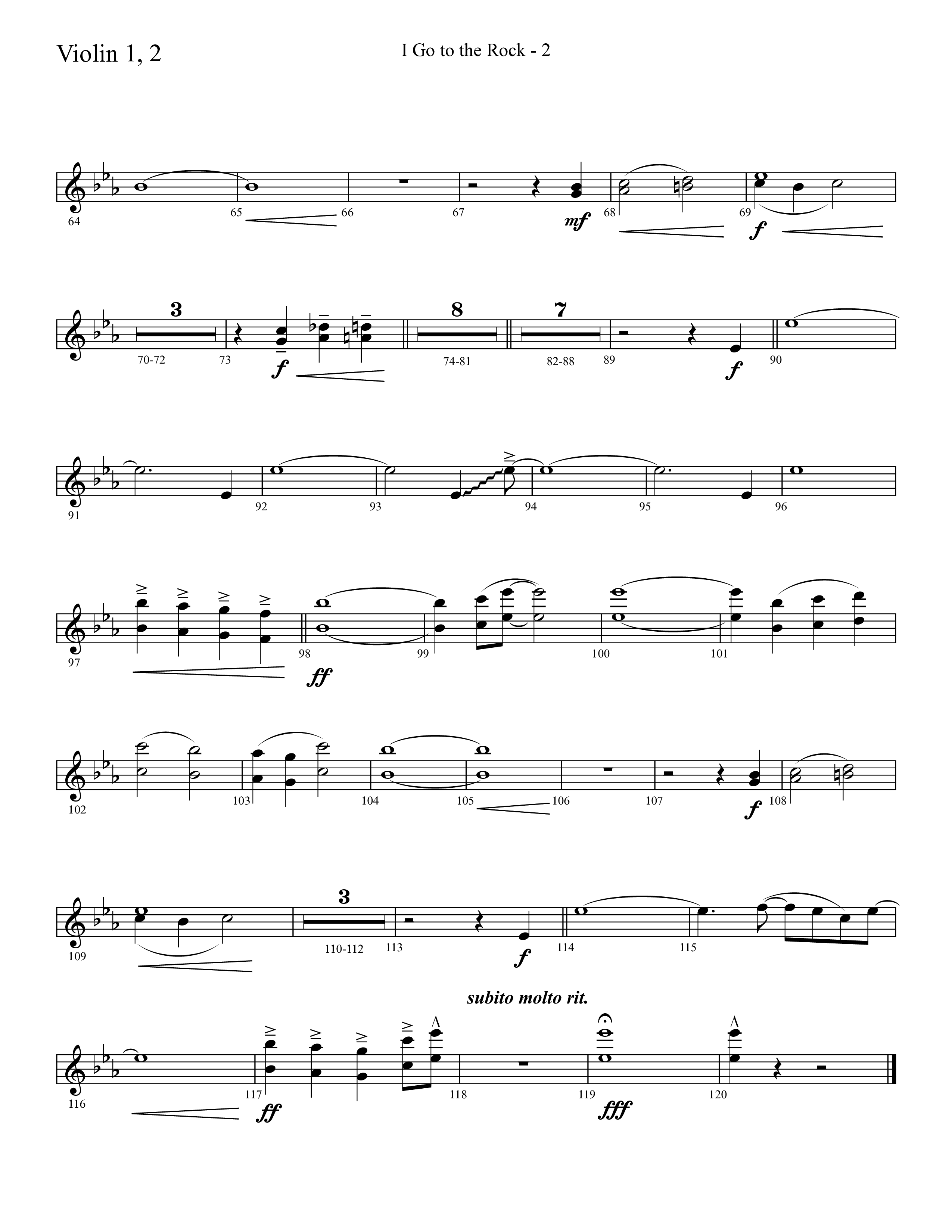 I Go To The Rock (Choral Anthem SATB) Violin 1/2 (Lifeway Choral / Arr. Cliff Duren)