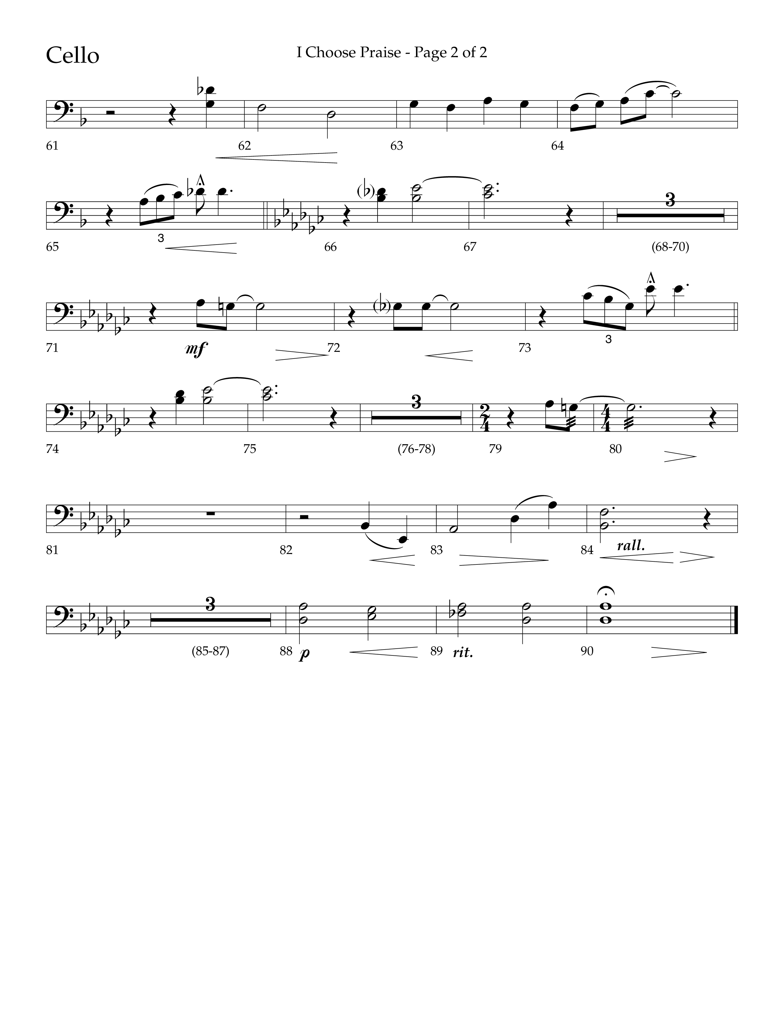 I Choose Praise (Choral Anthem SATB) Cello (Lifeway Choral / Arr. Jim Hammerly)