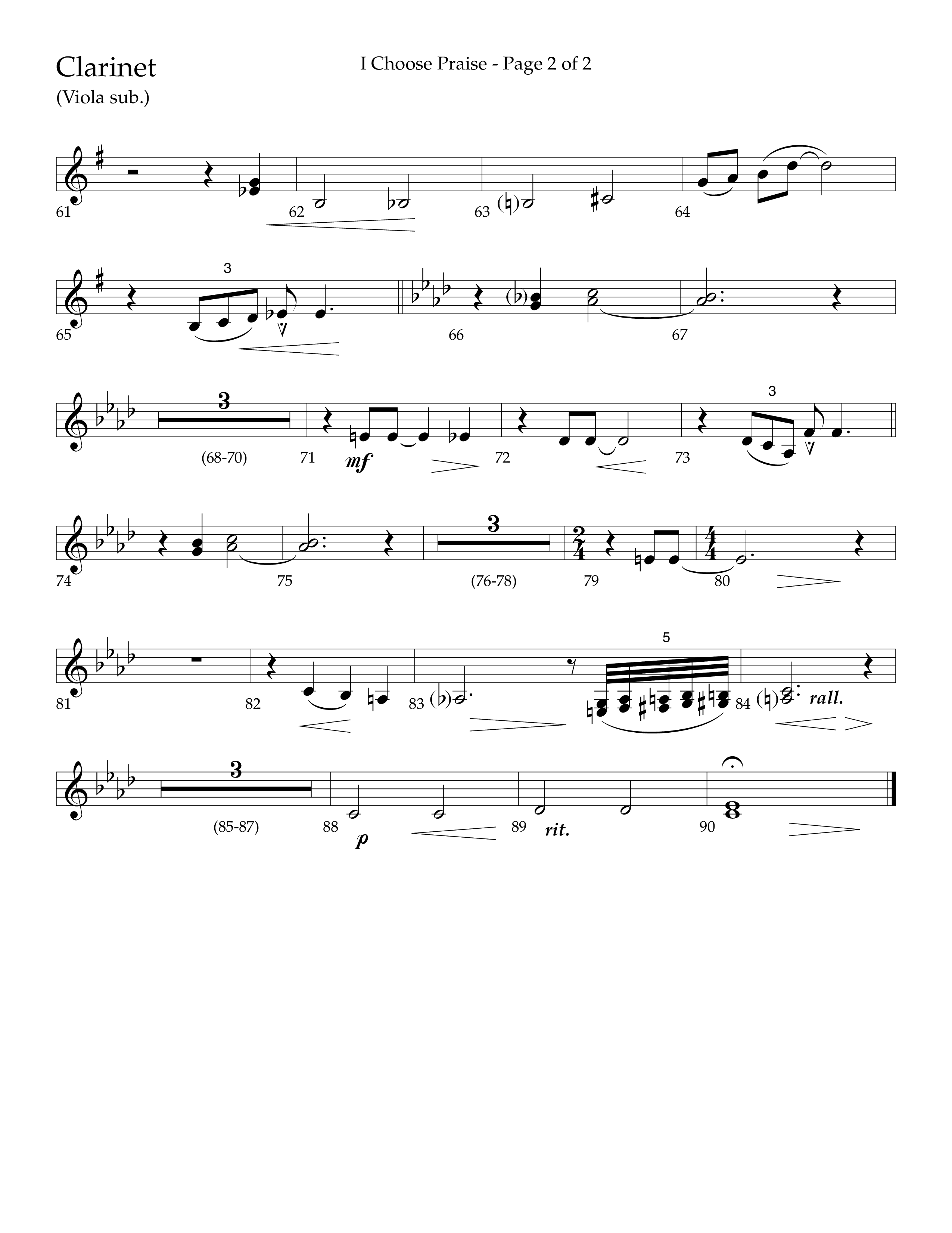 I Choose Praise (Choral Anthem SATB) Clarinet (Lifeway Choral / Arr. Jim Hammerly)