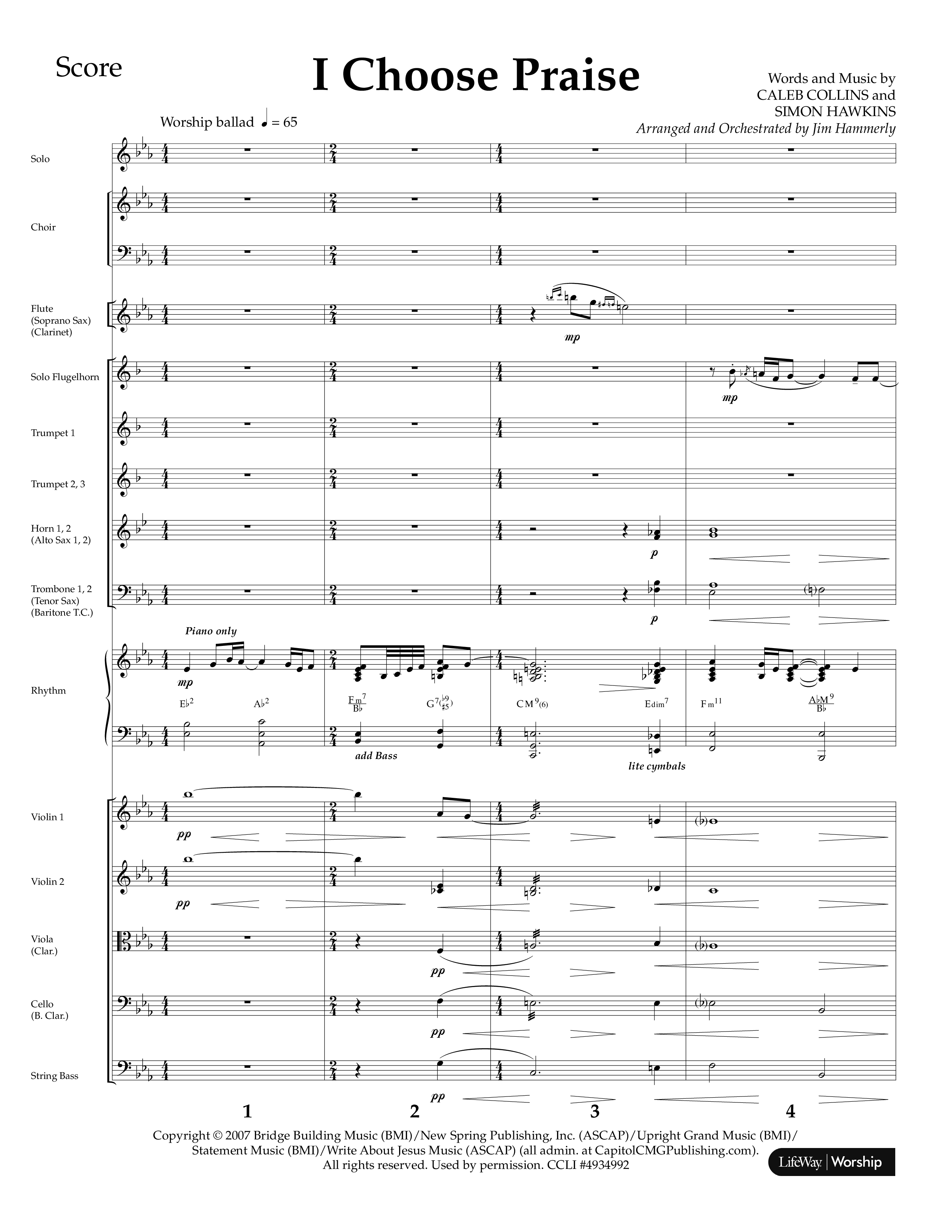 I Choose Praise (Choral Anthem SATB) Orchestration (Lifeway Choral / Arr. Jim Hammerly)