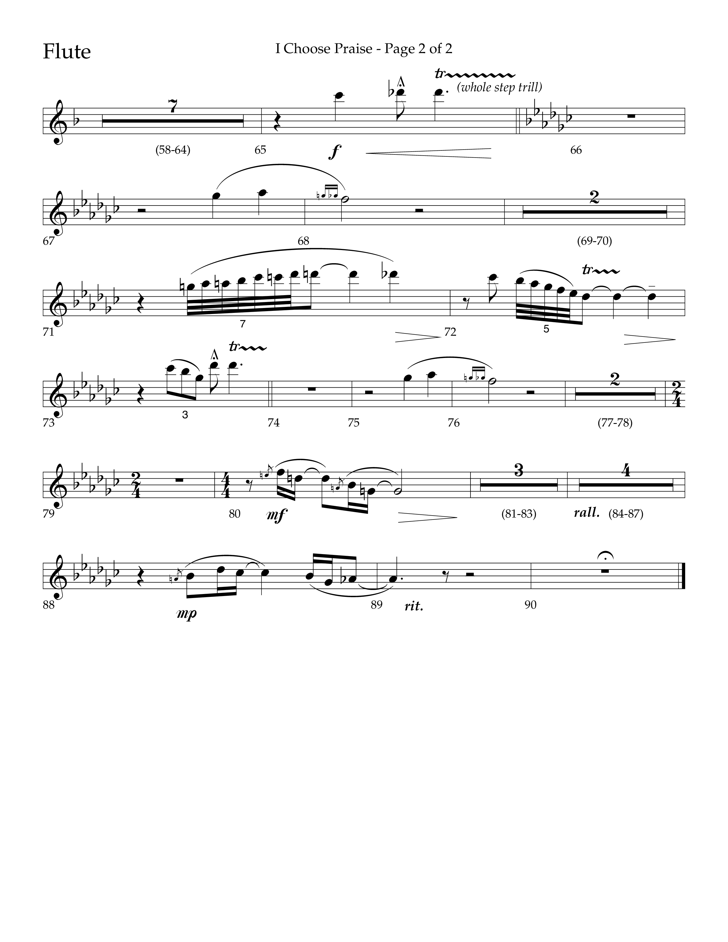 I Choose Praise (Choral Anthem SATB) Flute (Lifeway Choral / Arr. Jim Hammerly)
