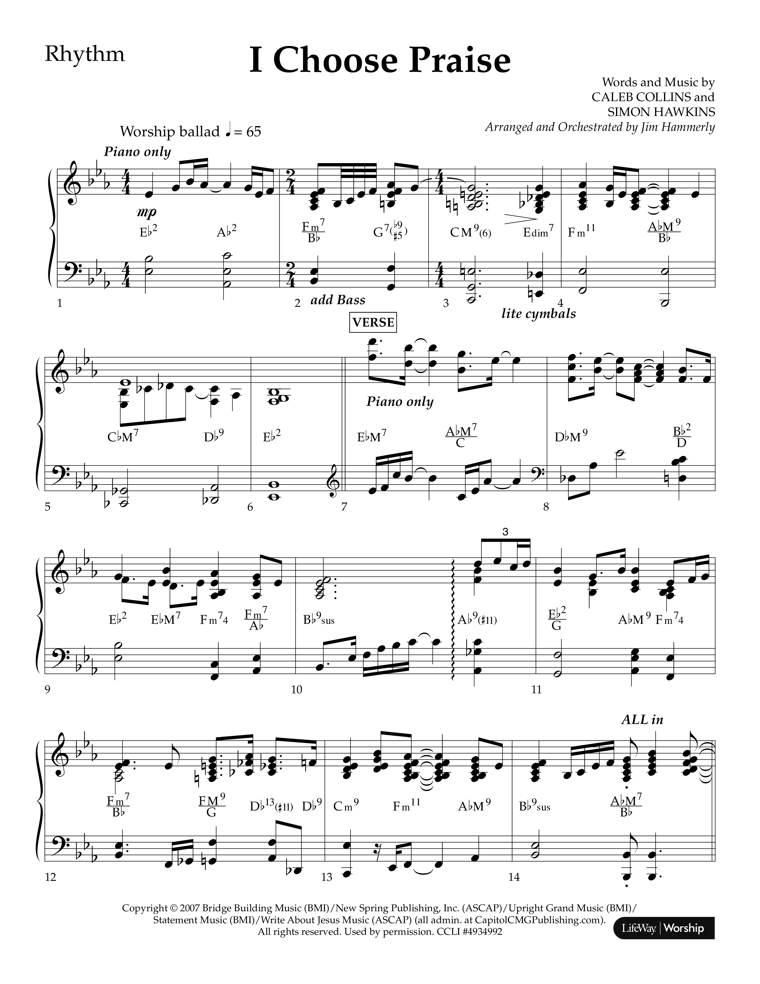 I Choose Praise (Choral Anthem SATB) Lead Melody & Rhythm (Lifeway Choral / Arr. Jim Hammerly)