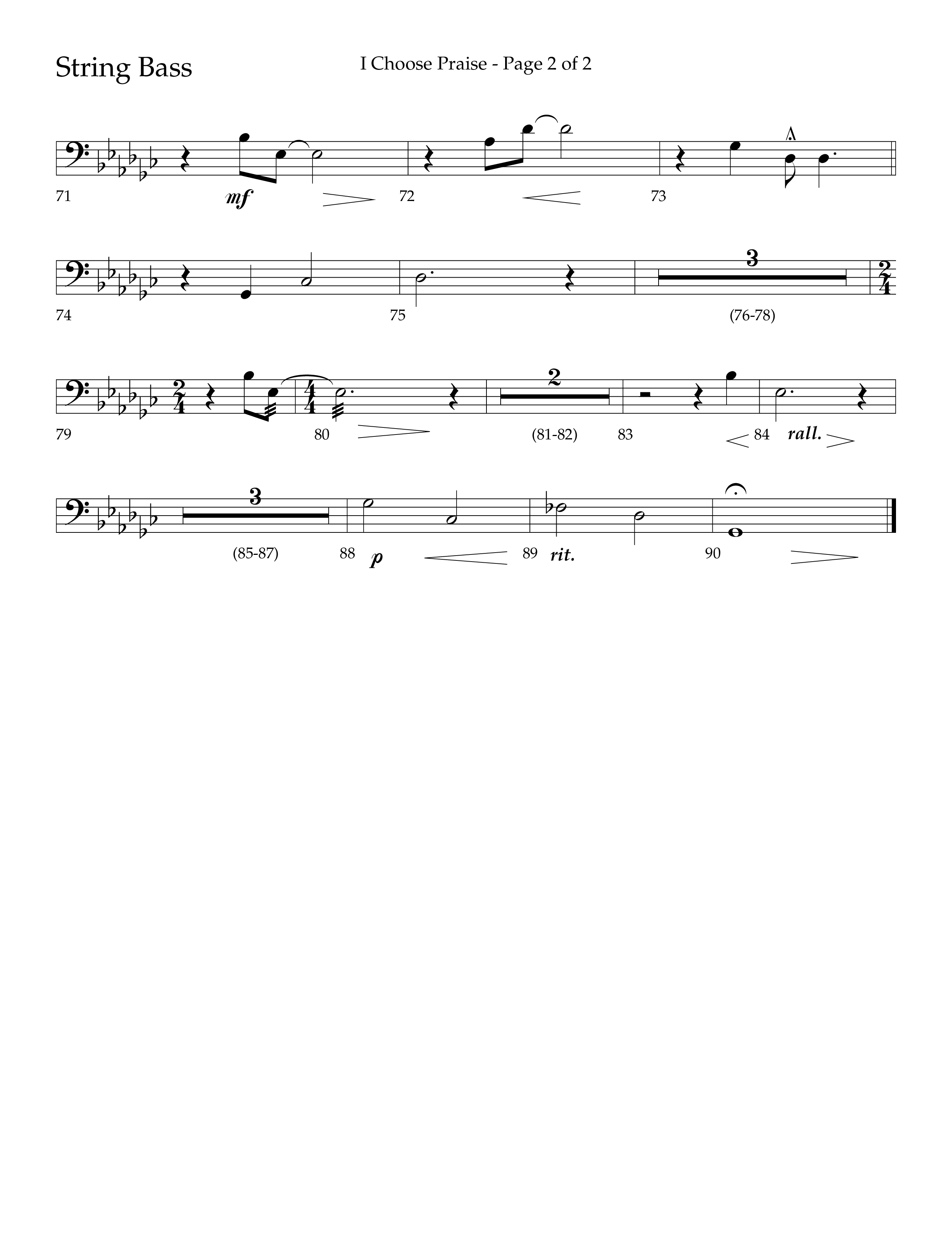I Choose Praise (Choral Anthem SATB) String Bass (Lifeway Choral / Arr. Jim Hammerly)