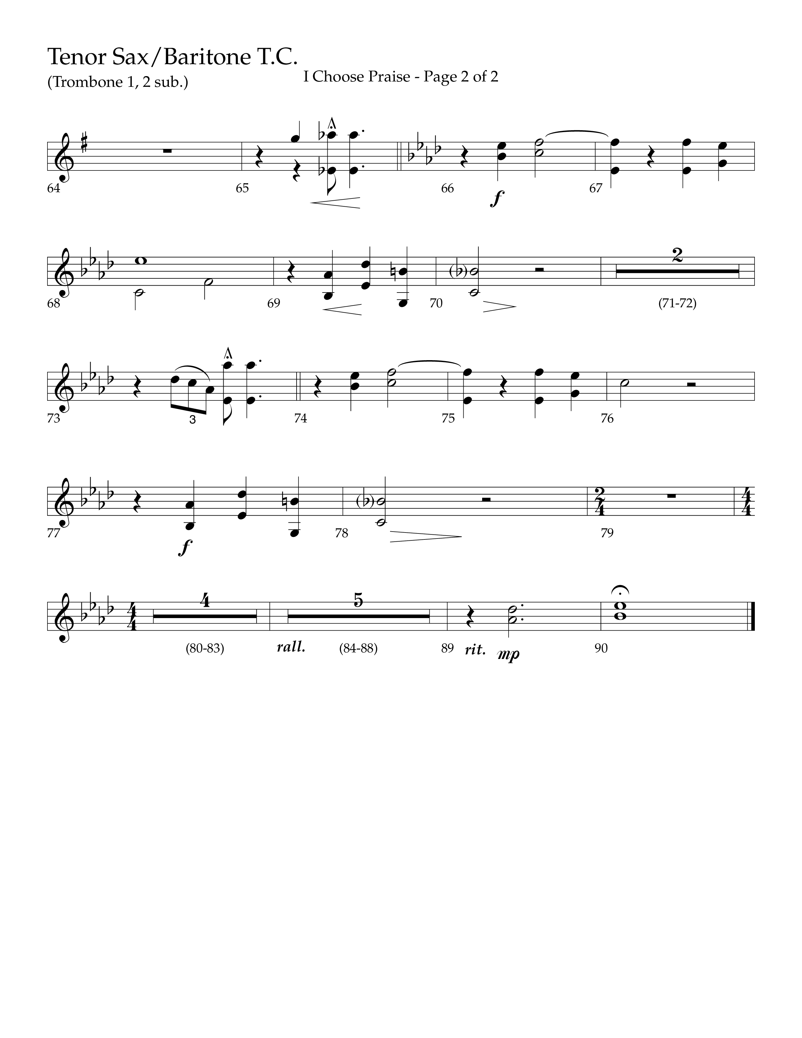 I Choose Praise (Choral Anthem SATB) Tenor Sax/Baritone T.C. (Lifeway Choral / Arr. Jim Hammerly)
