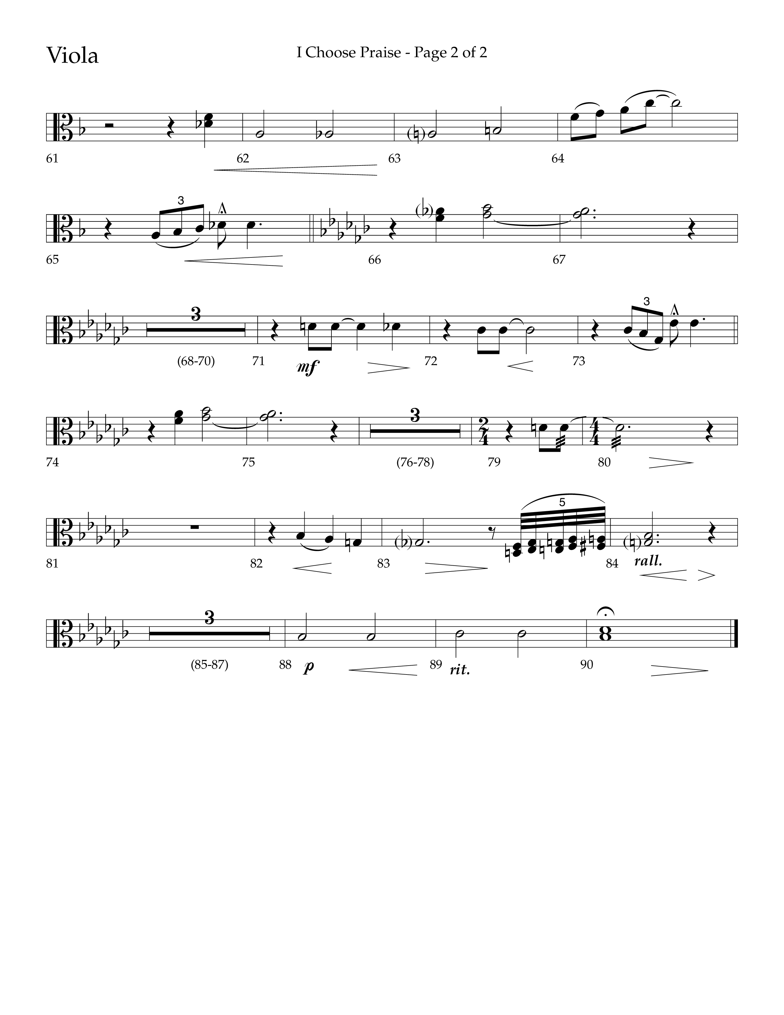 I Choose Praise (Choral Anthem SATB) Viola (Lifeway Choral / Arr. Jim Hammerly)