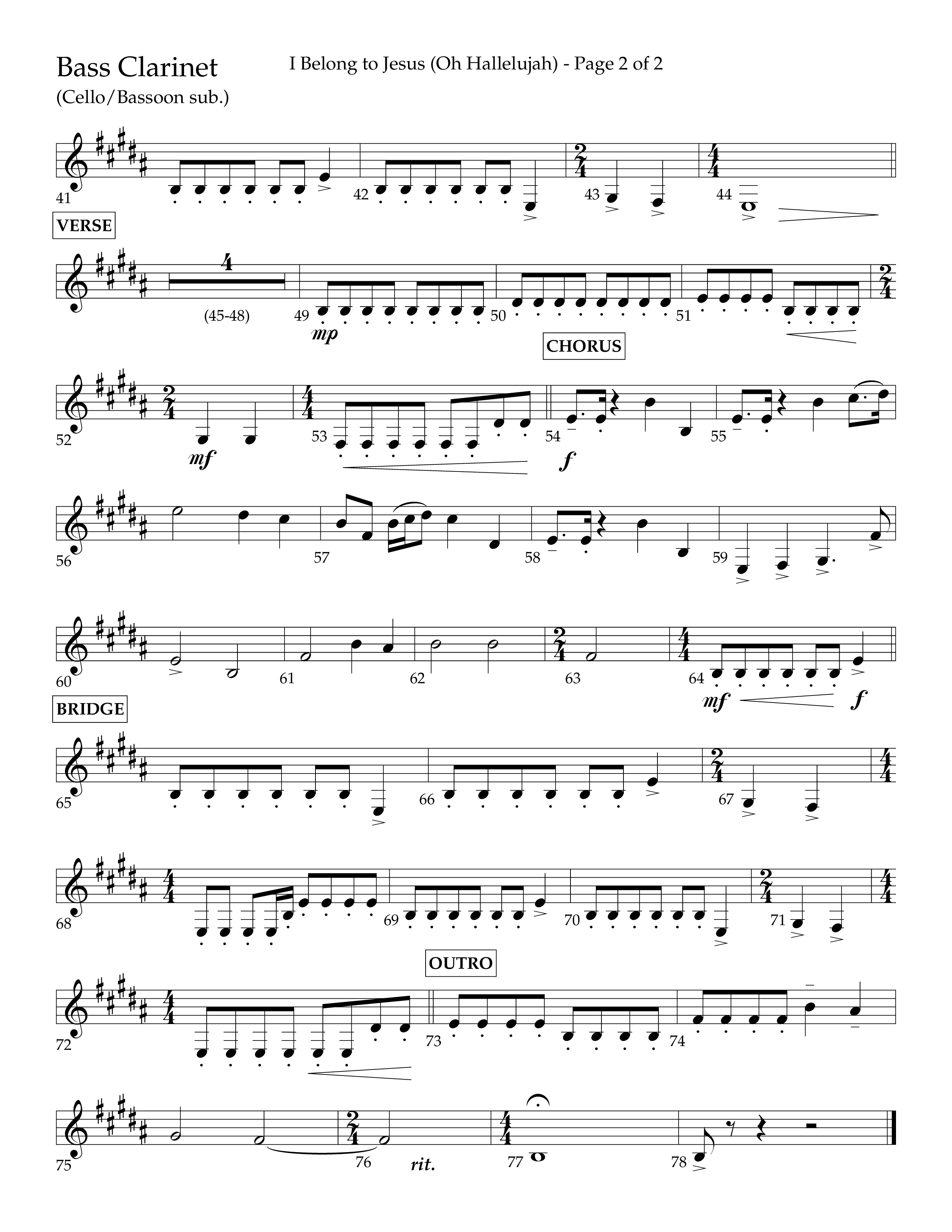 I Belong To Jesus (Hallelujah) (Choral Anthem SATB) Bass Clarinet (Lifeway Choral / Arr. Luke Gambill / Orch. Josh Stewart)