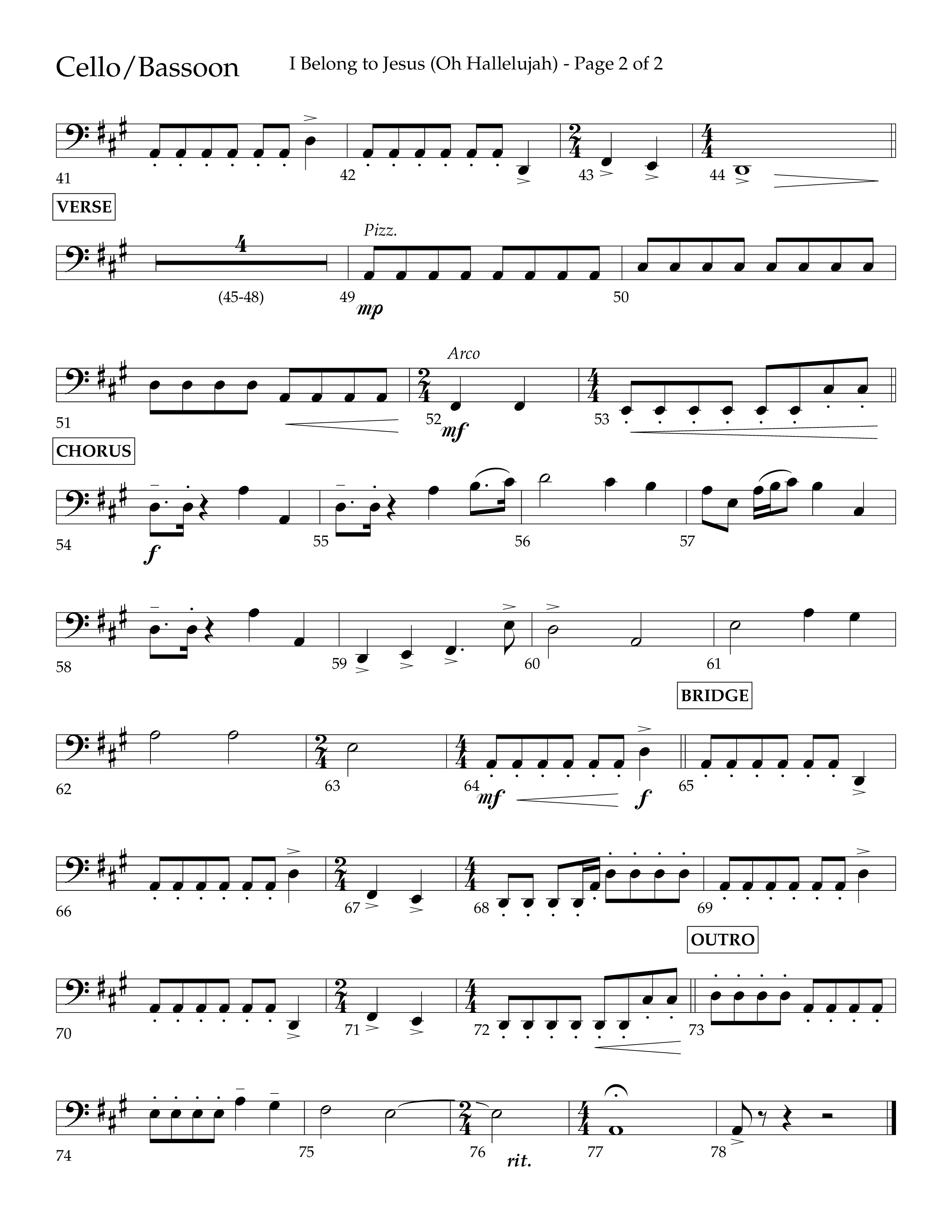 I Belong To Jesus (Hallelujah) (Choral Anthem SATB) Cello (Lifeway Choral / Arr. Luke Gambill / Orch. Josh Stewart)