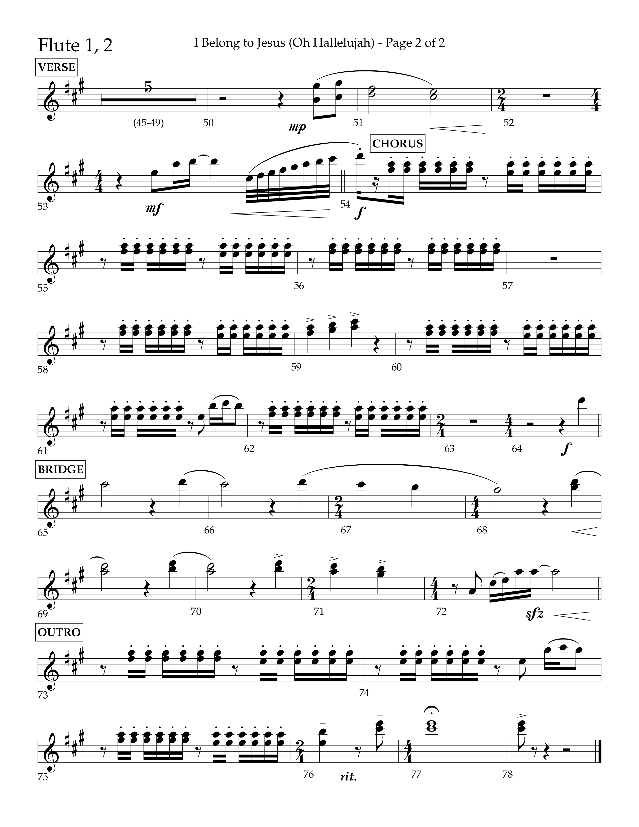 I Belong To Jesus (Oh Hallelujah) (Choral Anthem SATB) Flute 1/2 (Lifeway Choral / Arr. Luke Gambill / Orch. Josh Stewart)