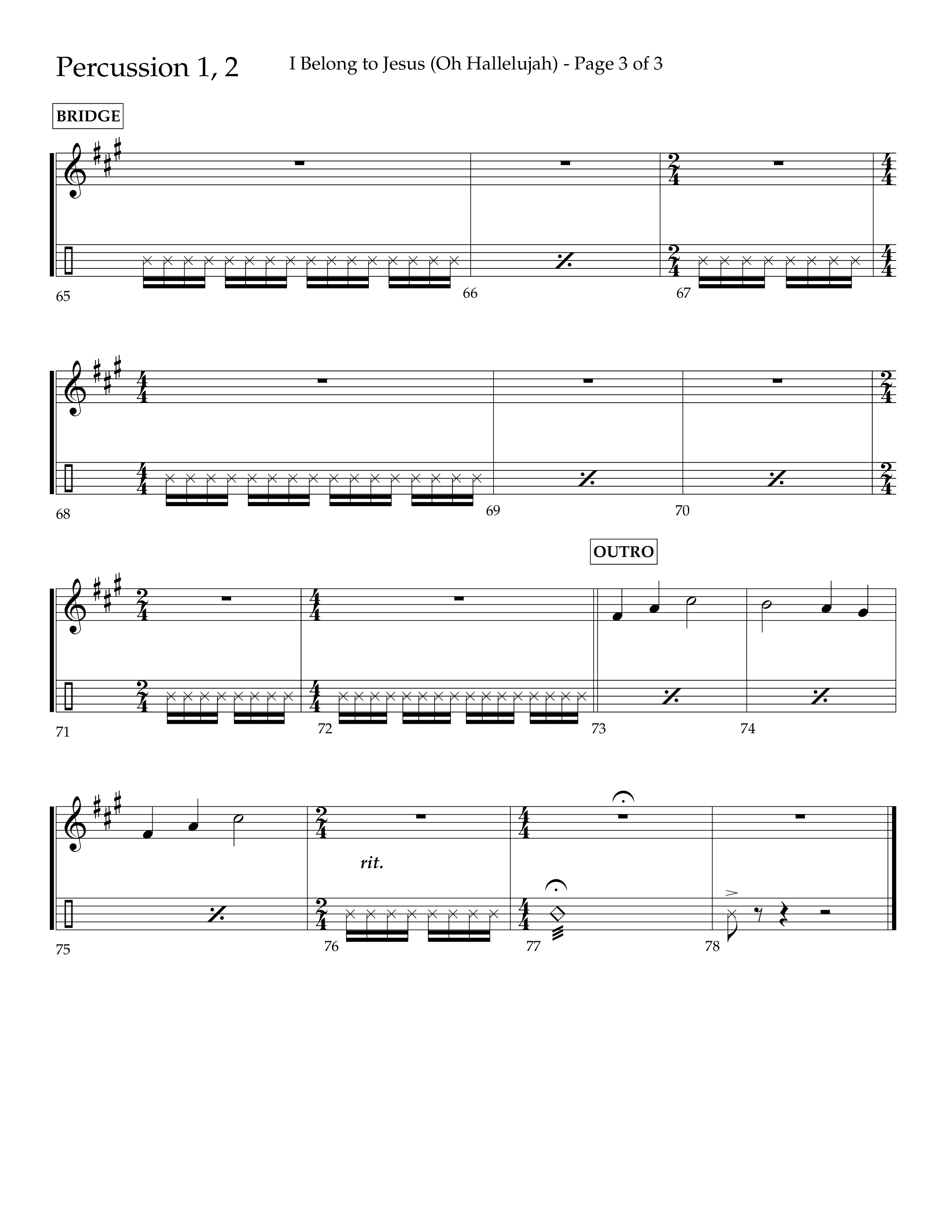 I Belong To Jesus (Oh Hallelujah) (Choral Anthem SATB) Percussion 1/2 (Lifeway Choral / Arr. Luke Gambill / Orch. Josh Stewart)