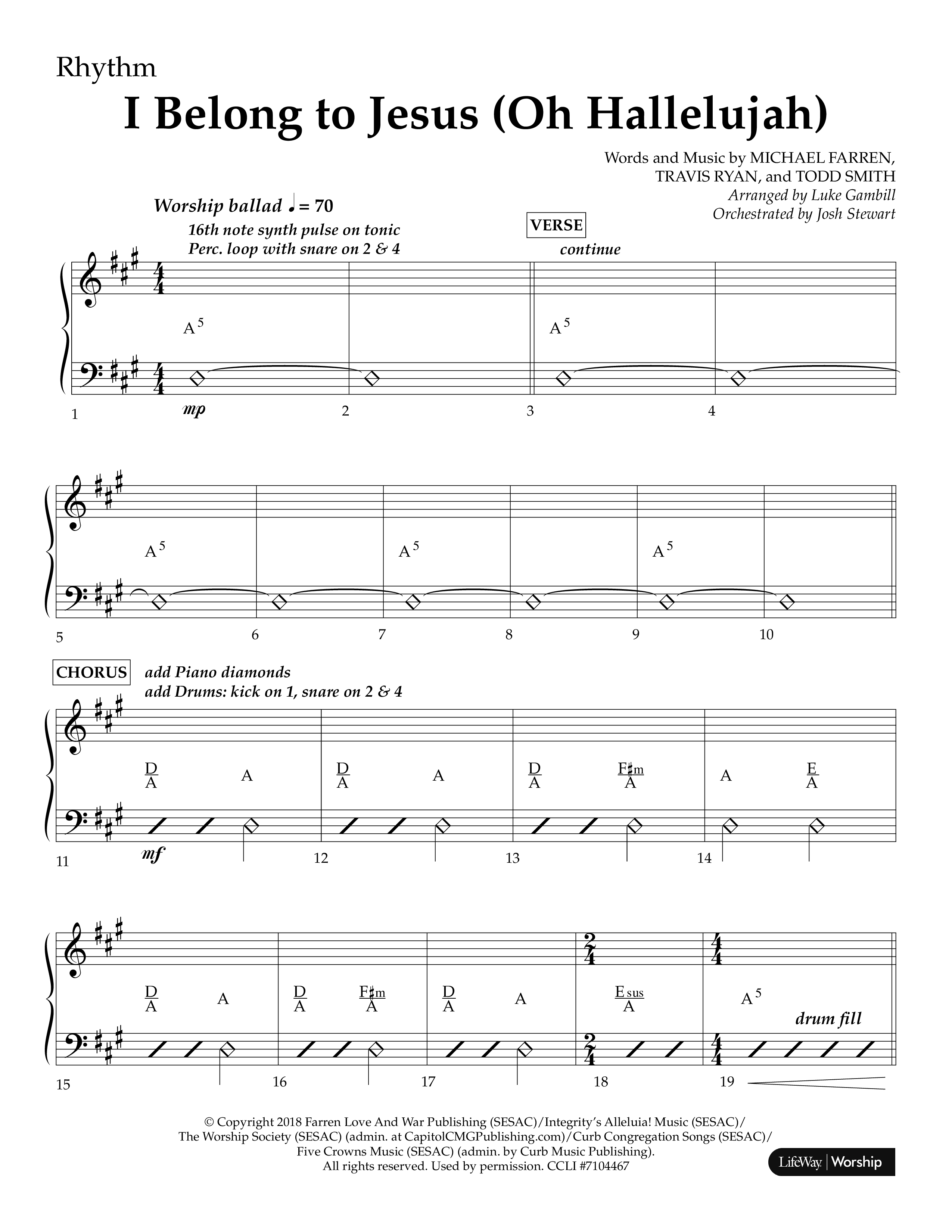 I Belong To Jesus (Oh Hallelujah) (Choral Anthem SATB) Lead Melody & Rhythm (Lifeway Choral / Arr. Luke Gambill / Orch. Josh Stewart)