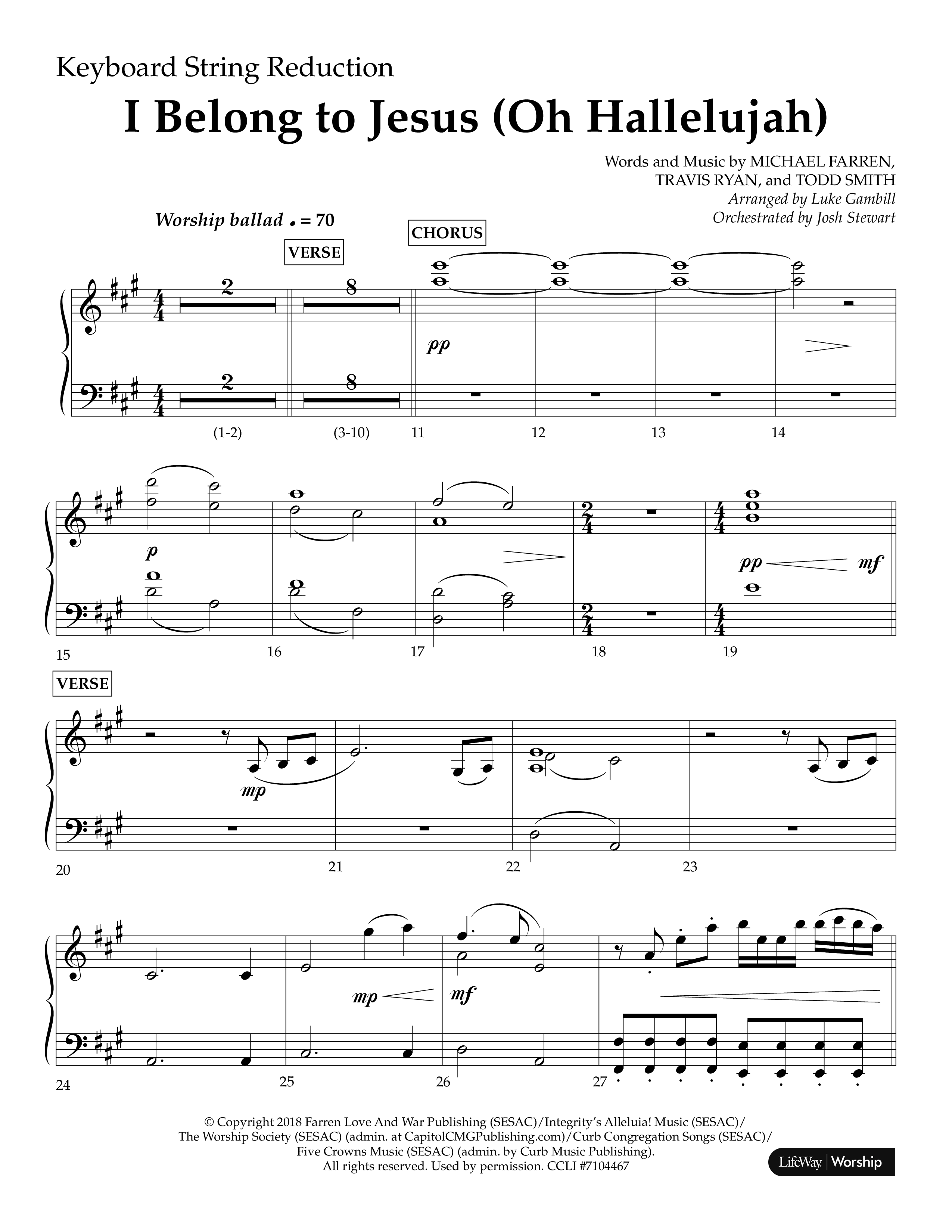 I Belong To Jesus (Oh Hallelujah) (Choral Anthem SATB) String Reduction (Lifeway Choral / Arr. Luke Gambill / Orch. Josh Stewart)