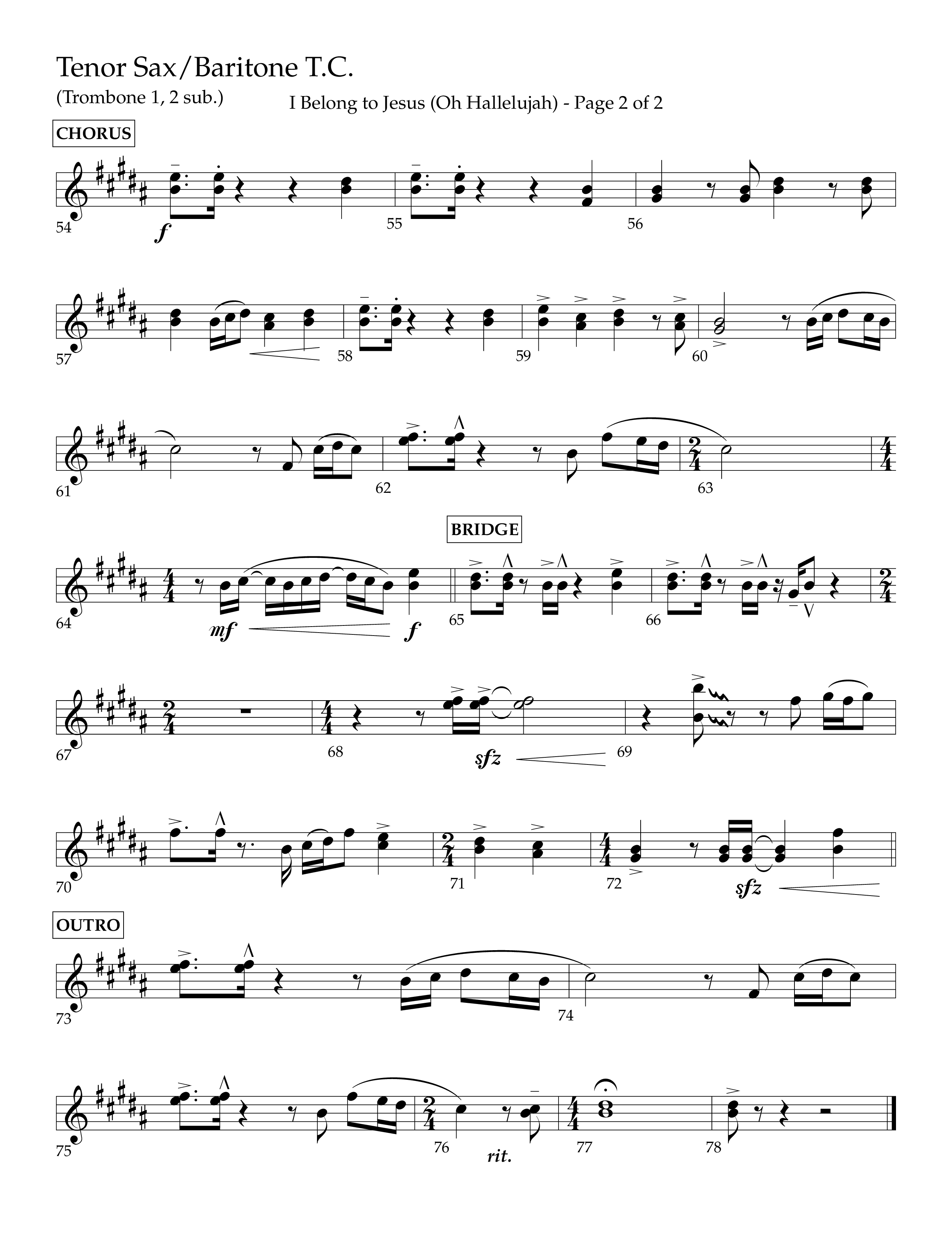I Belong To Jesus (Hallelujah) (Choral Anthem SATB) Tenor Sax/Baritone T.C. (Lifeway Choral / Arr. Luke Gambill / Orch. Josh Stewart)