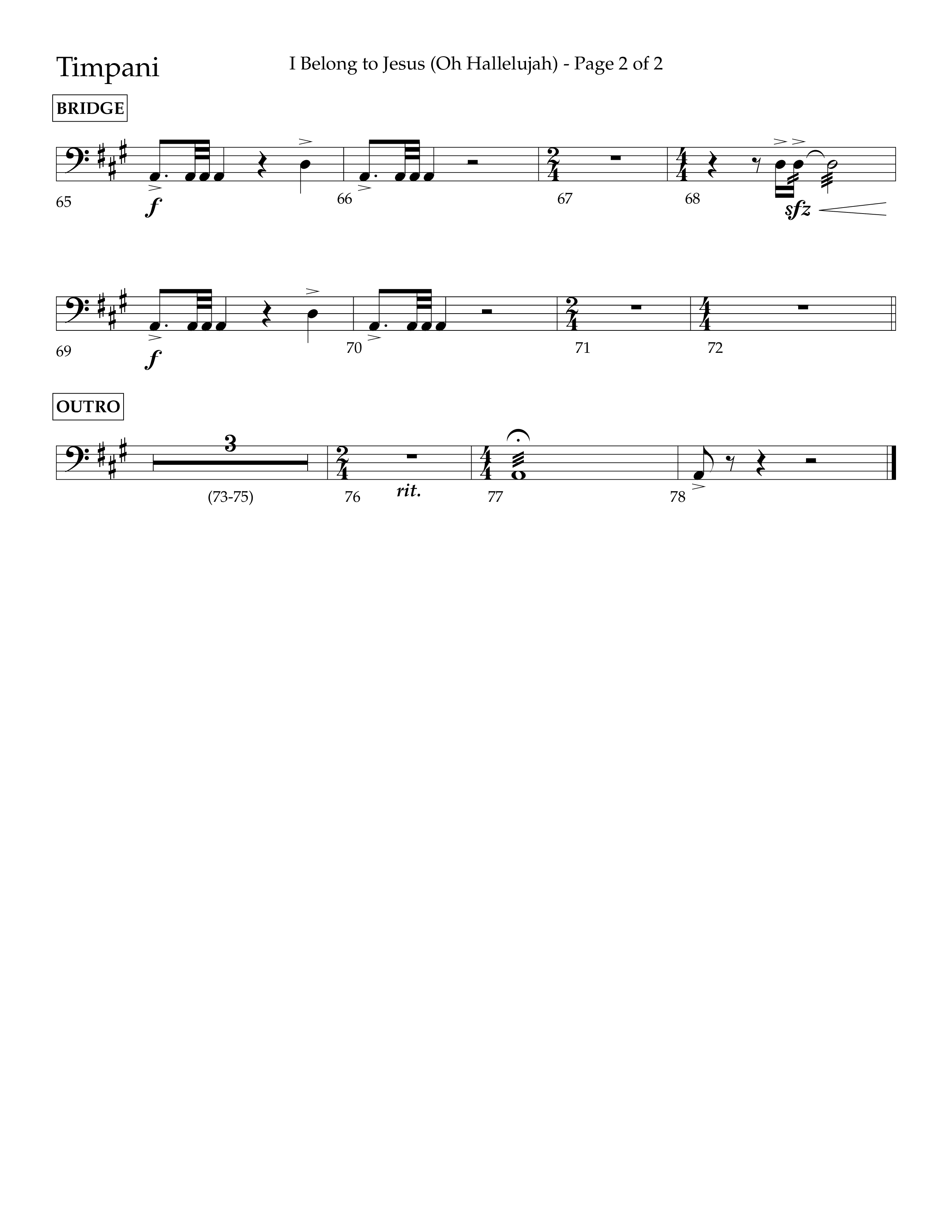 I Belong To Jesus (Oh Hallelujah) (Choral Anthem SATB) Timpani (Lifeway Choral / Arr. Luke Gambill / Orch. Josh Stewart)