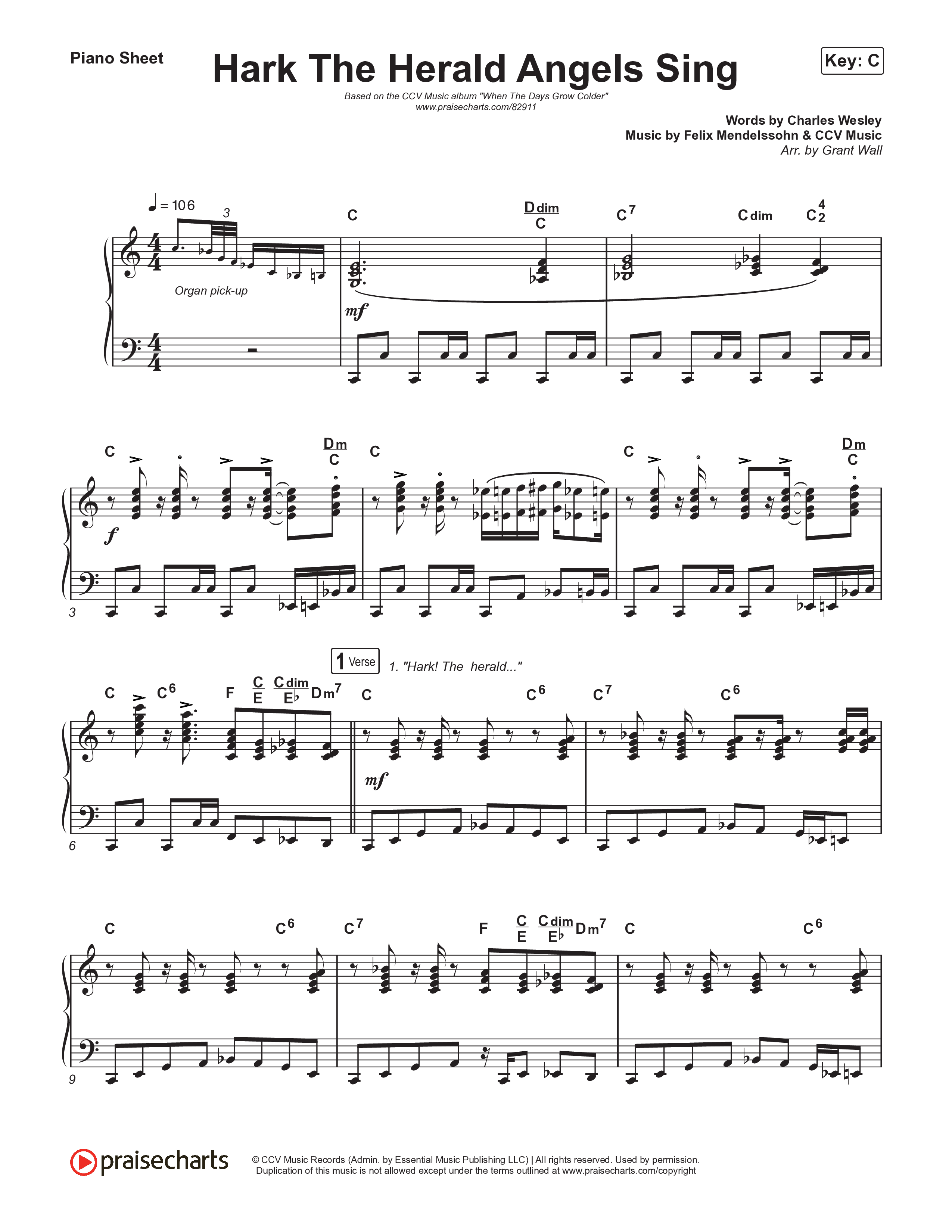 Hark The Herald Angels Sing Piano Sheet (CCV Music)