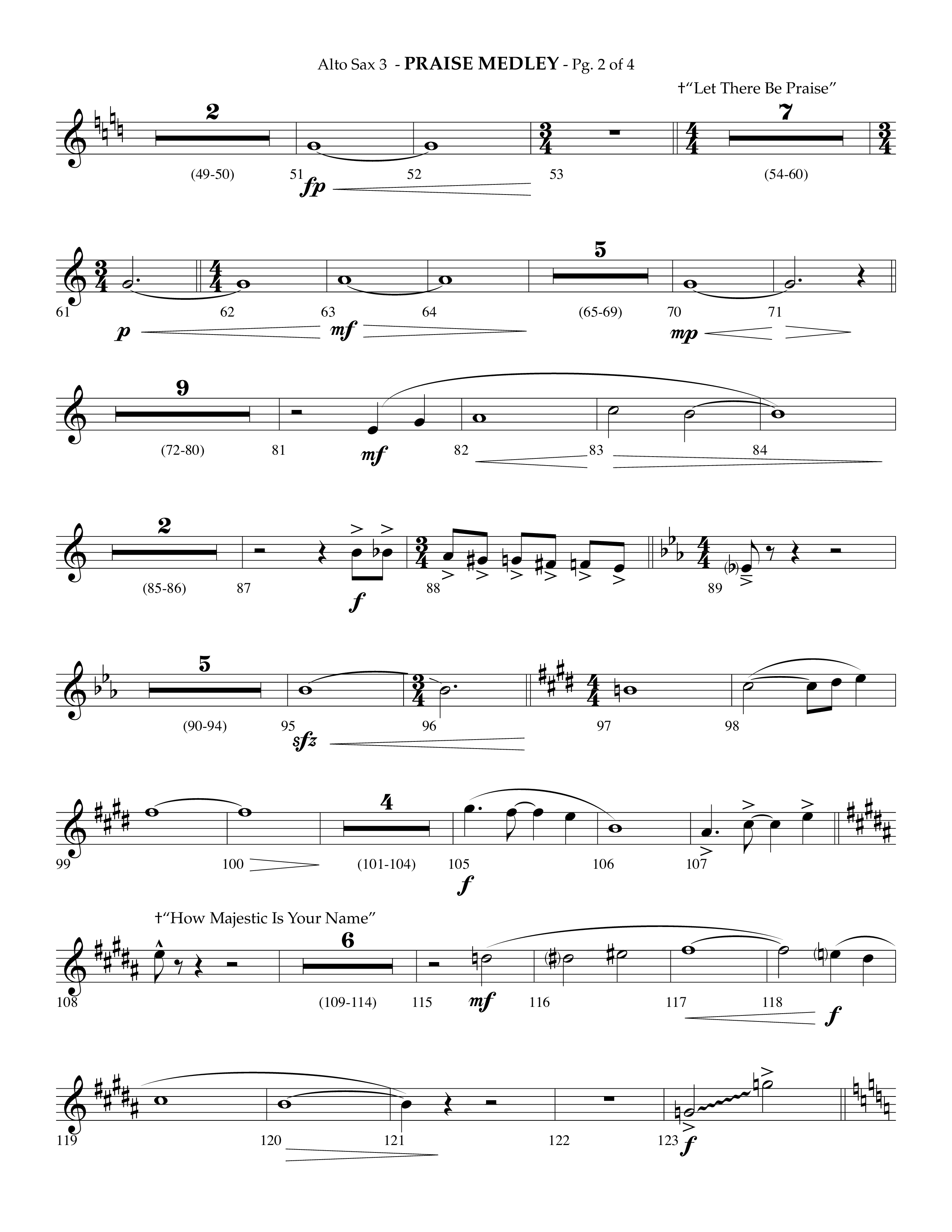 Praise Medley (Choral Anthem SATB) Alto Sax (Lifeway Choral / Arr. Phillip Keveren / Arr. Jay Rouse)