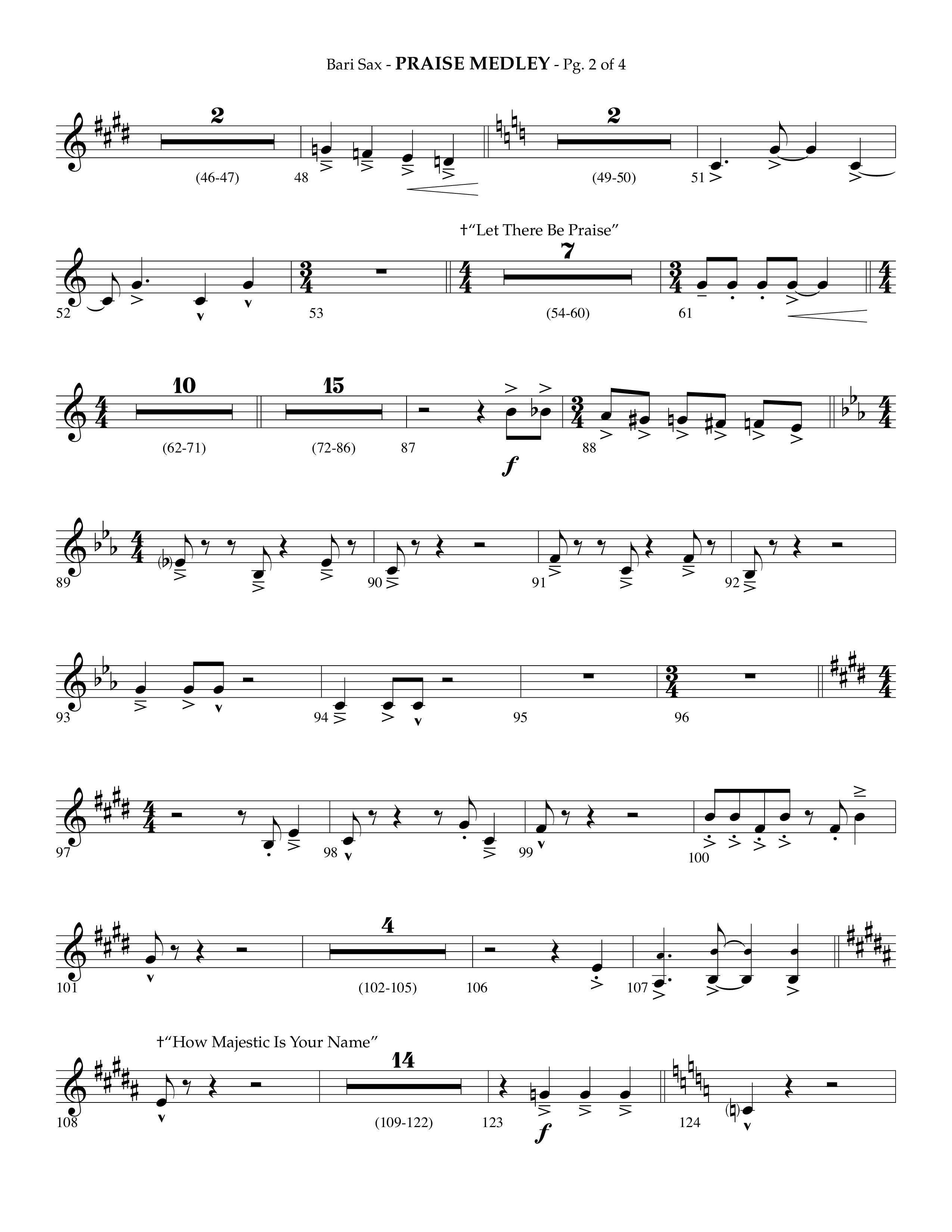Praise Medley (Choral Anthem SATB) Bari Sax (Lifeway Choral / Arr. Phillip Keveren / Arr. Jay Rouse)