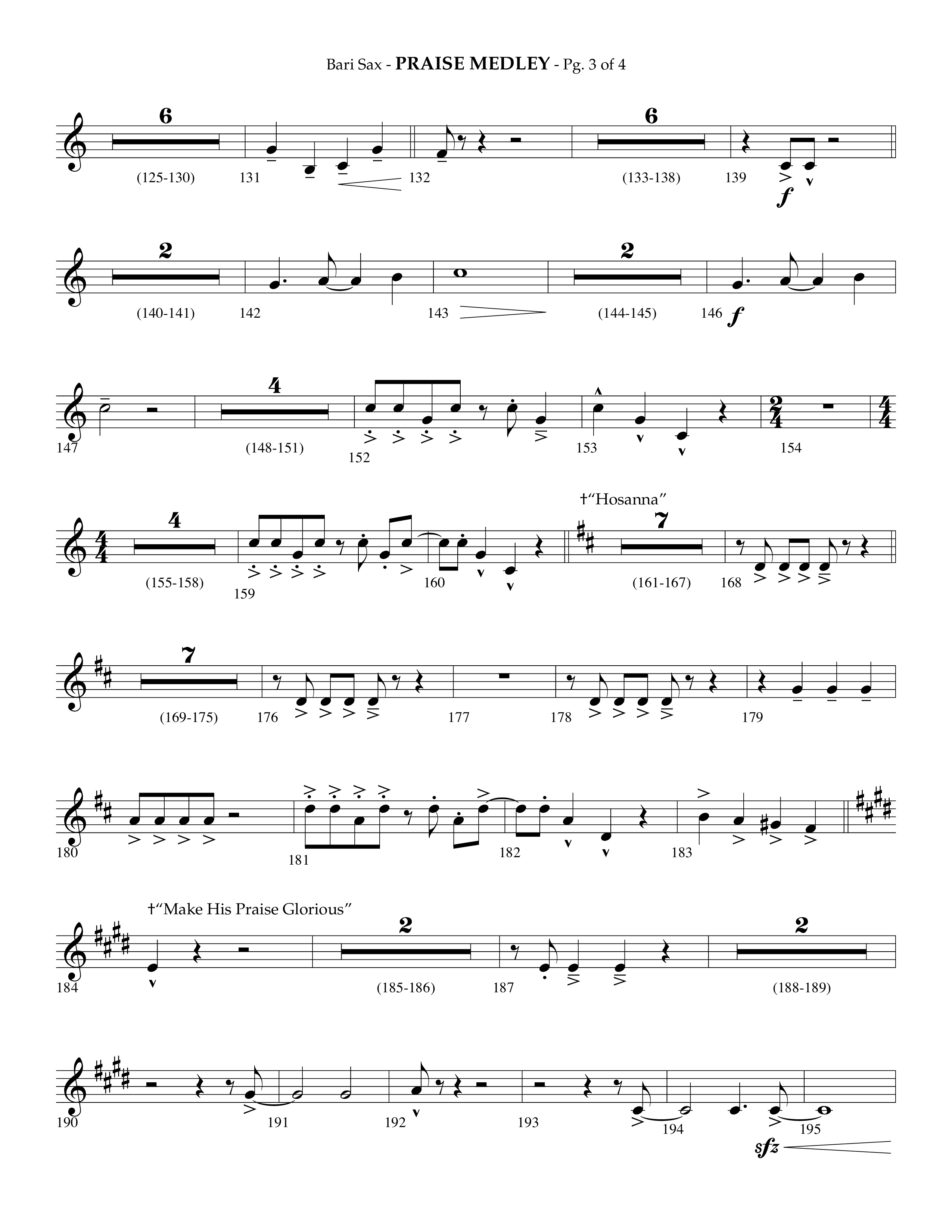 Praise Medley (Choral Anthem SATB) Bari Sax (Lifeway Choral / Arr. Phillip Keveren / Arr. Jay Rouse)