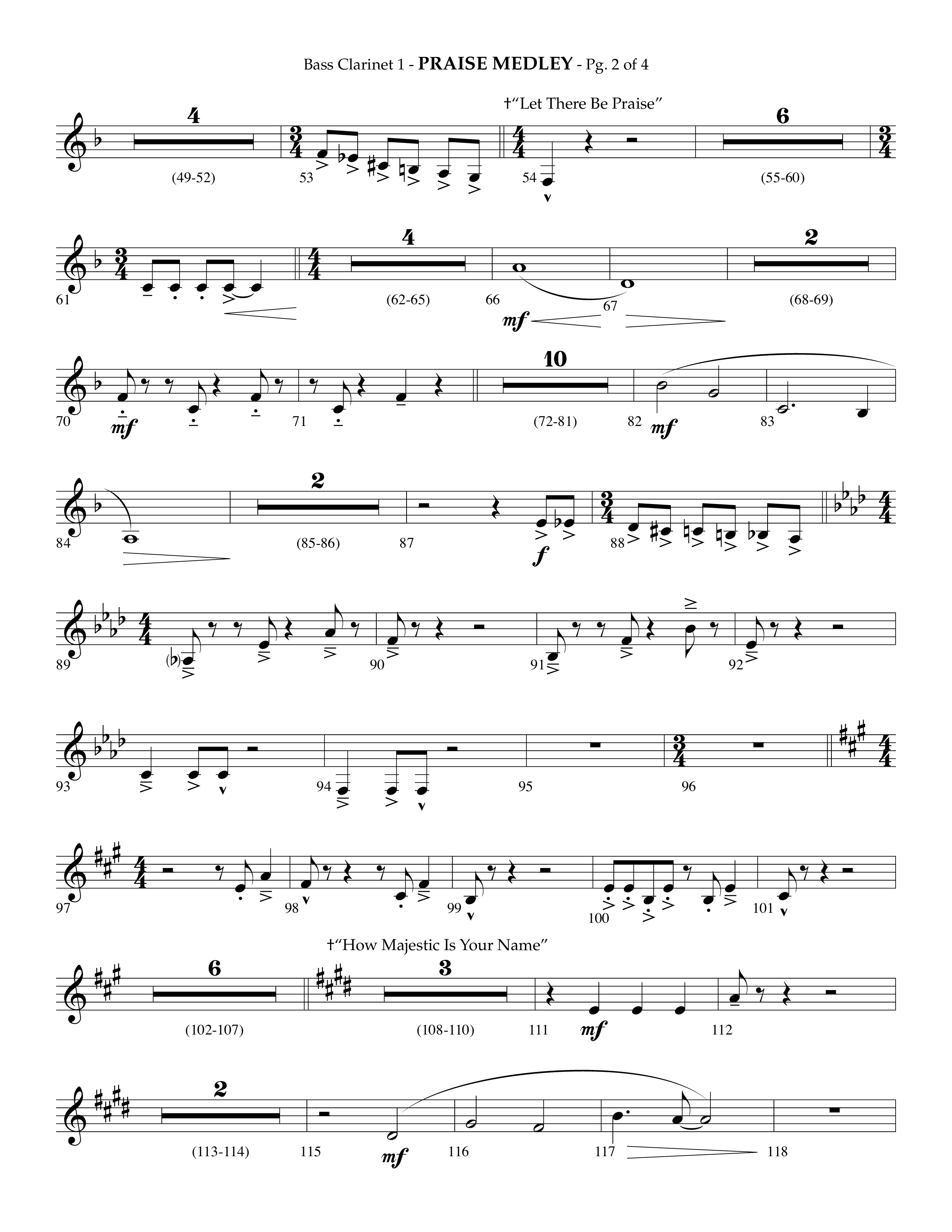 Praise Medley (Choral Anthem SATB) Bass Clarinet (Lifeway Choral / Arr. Phillip Keveren / Arr. Jay Rouse)