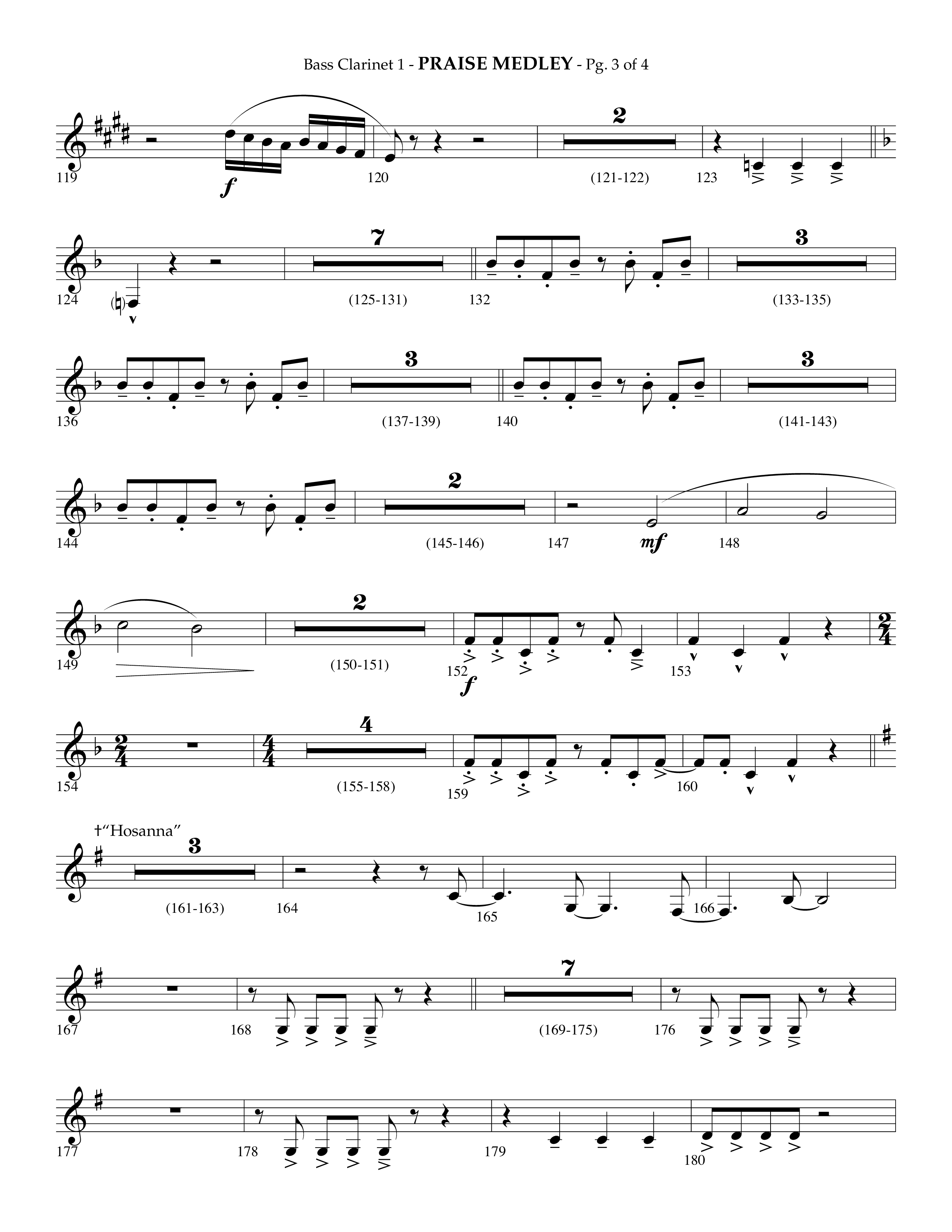 Praise Medley (Choral Anthem SATB) Bass Clarinet (Lifeway Choral / Arr. Phillip Keveren / Arr. Jay Rouse)