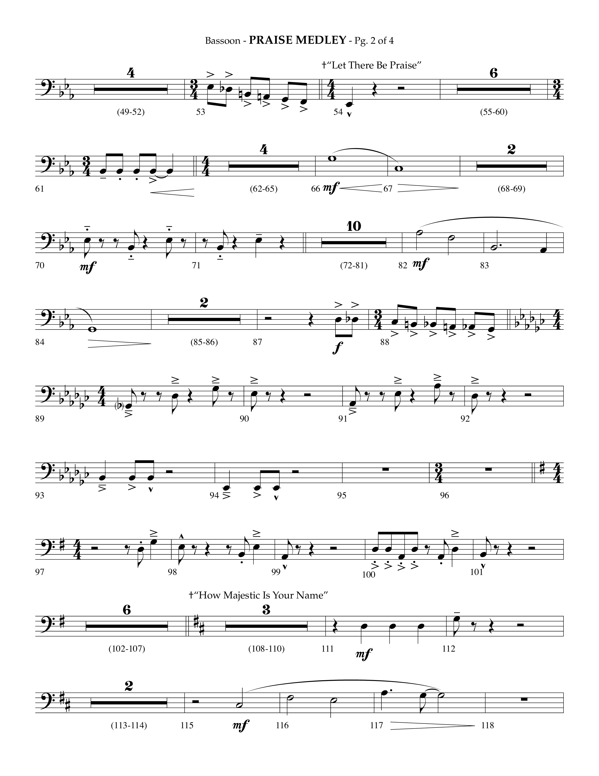Praise Medley (Choral Anthem SATB) Bassoon (Lifeway Choral / Arr. Phillip Keveren / Arr. Jay Rouse)