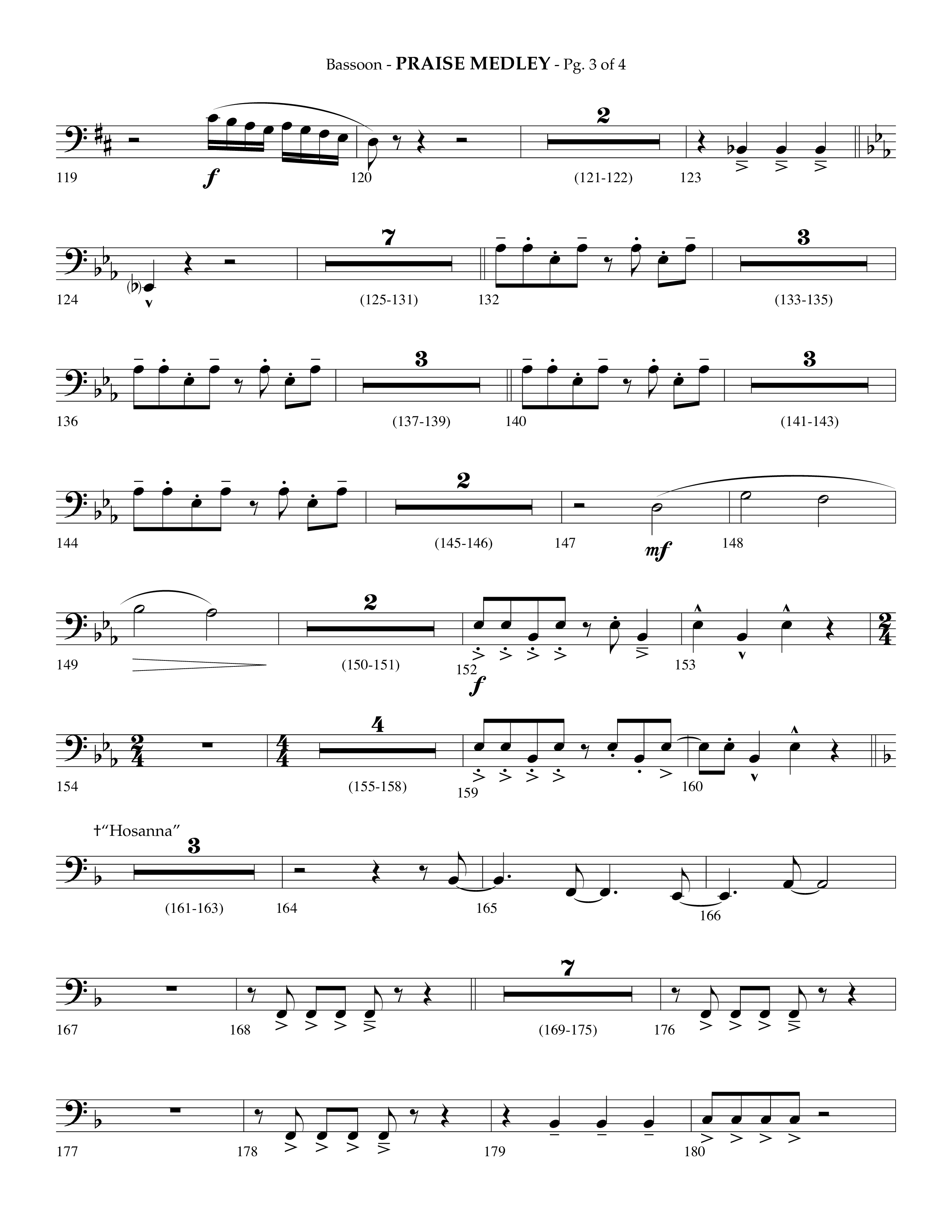 Praise Medley (Choral Anthem SATB) Bassoon (Lifeway Choral / Arr. Phillip Keveren / Arr. Jay Rouse)