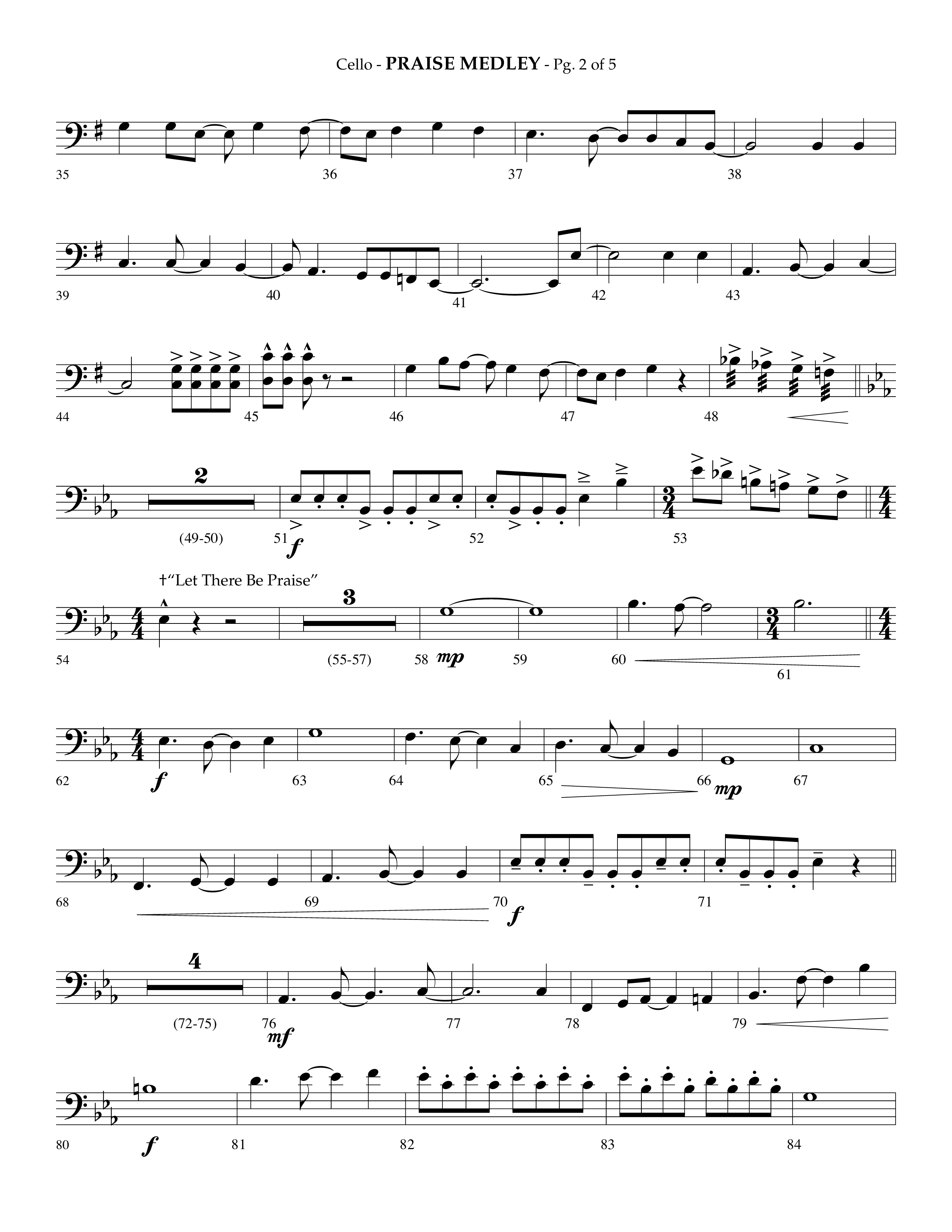 Praise Medley (Choral Anthem SATB) Cello (Lifeway Choral / Arr. Phillip Keveren / Arr. Jay Rouse)
