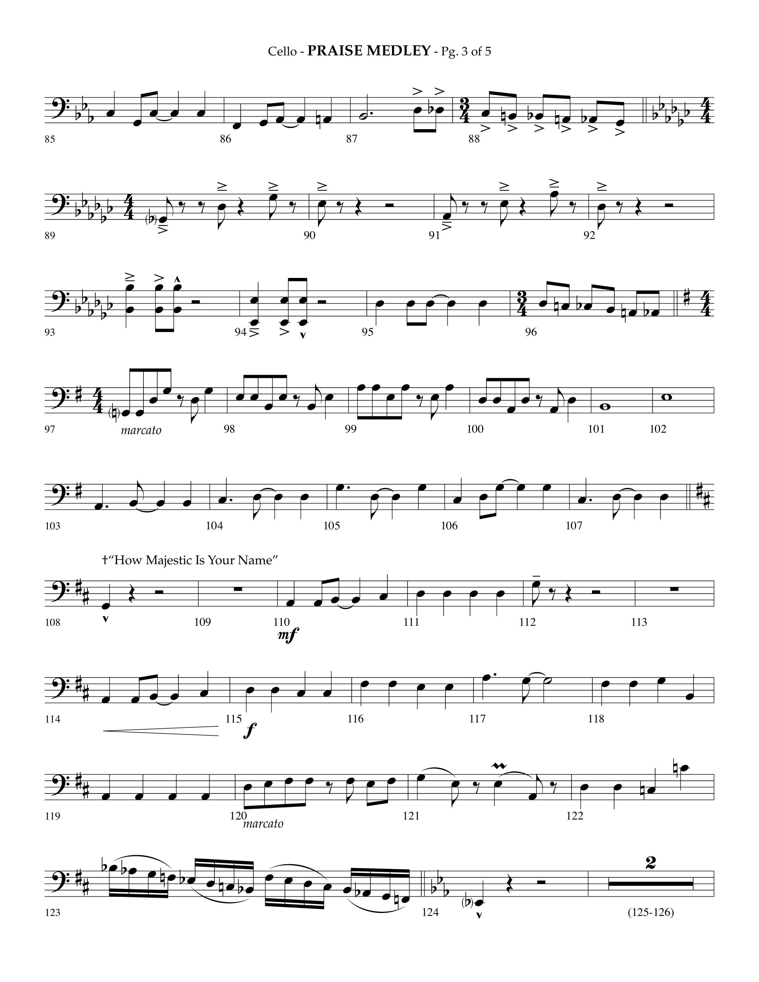Praise Medley (Choral Anthem SATB) Cello (Lifeway Choral / Arr. Phillip Keveren / Arr. Jay Rouse)