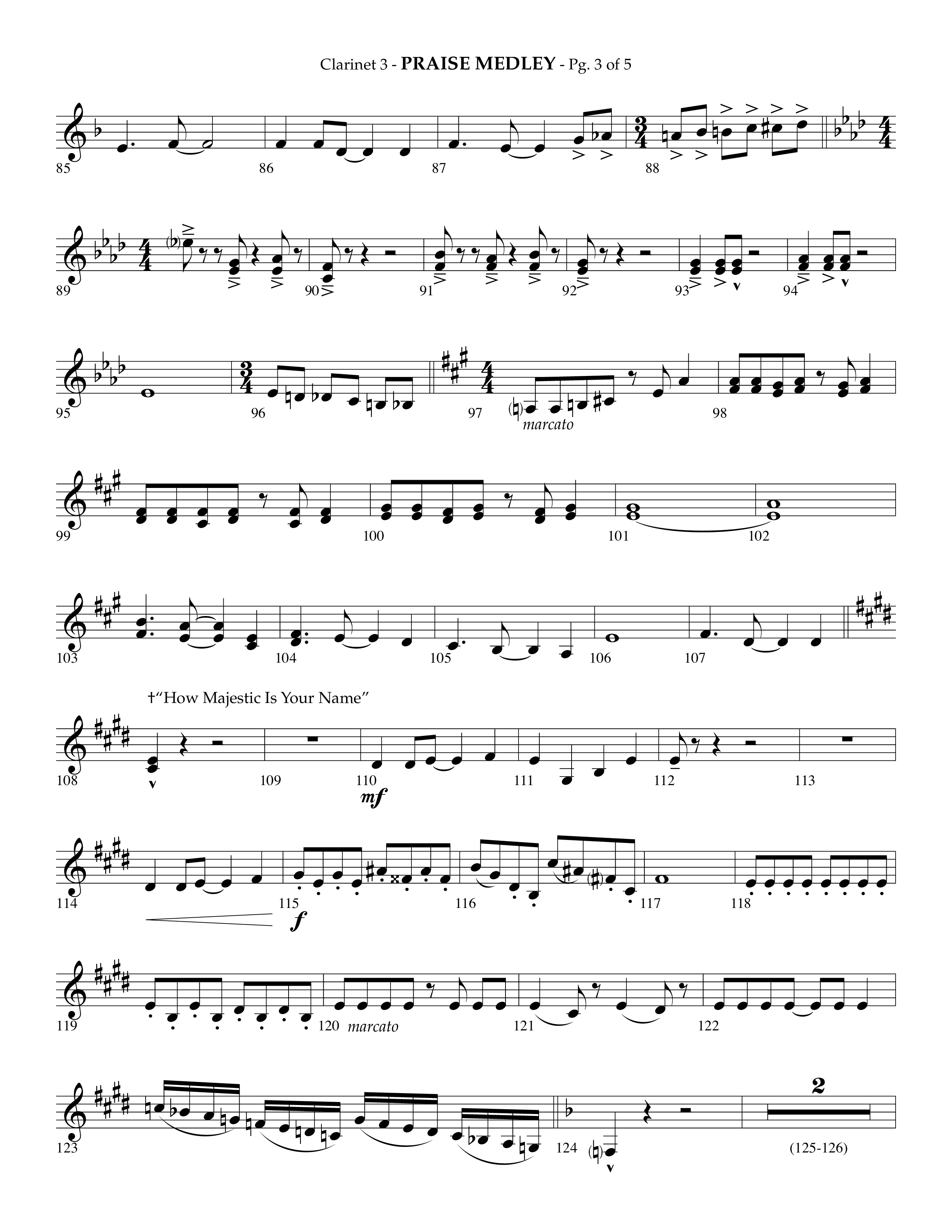 Praise Medley (Choral Anthem SATB) Clarinet 3 (Lifeway Choral / Arr. Phillip Keveren / Arr. Jay Rouse)