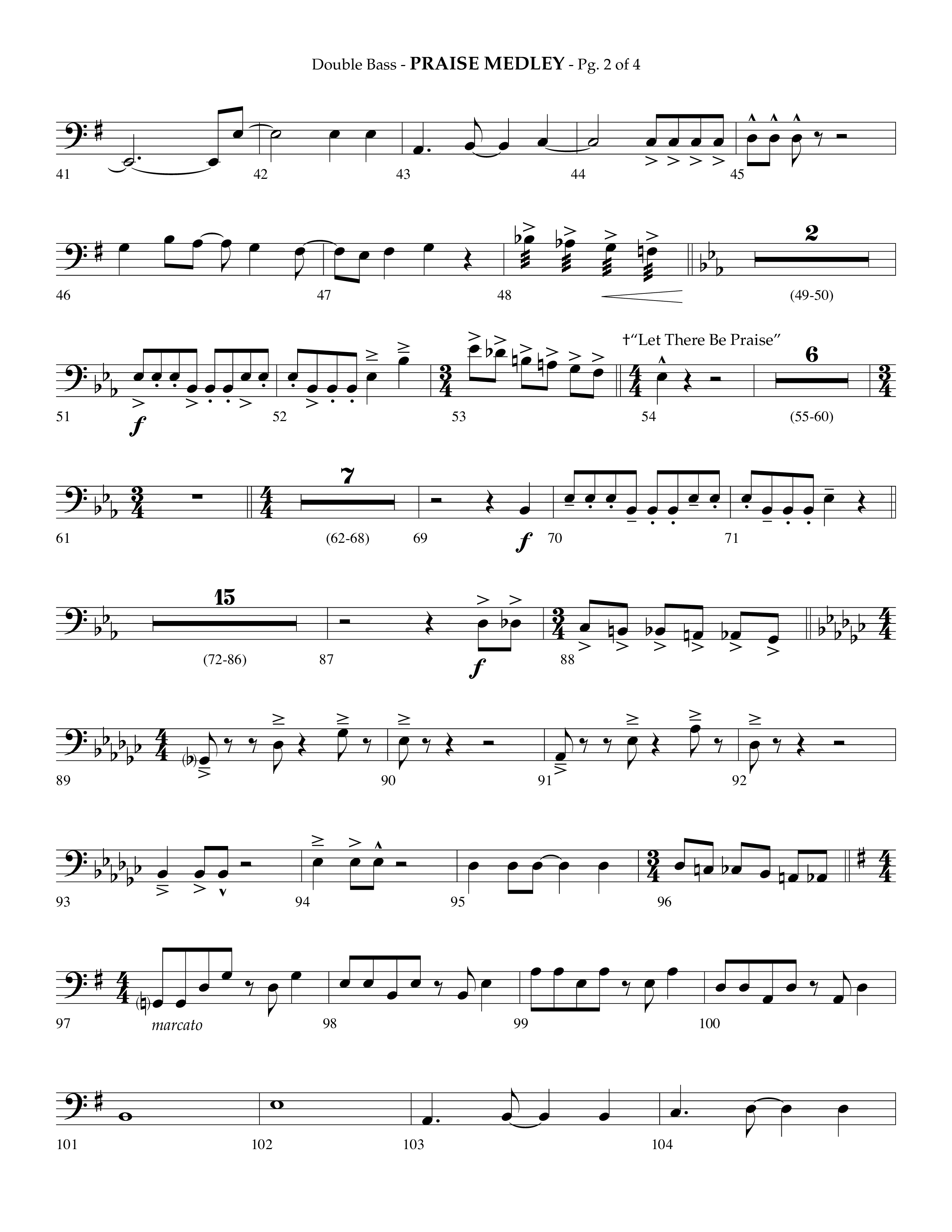Praise Medley (Choral Anthem SATB) Double Bass (Lifeway Choral / Arr. Phillip Keveren / Arr. Jay Rouse)