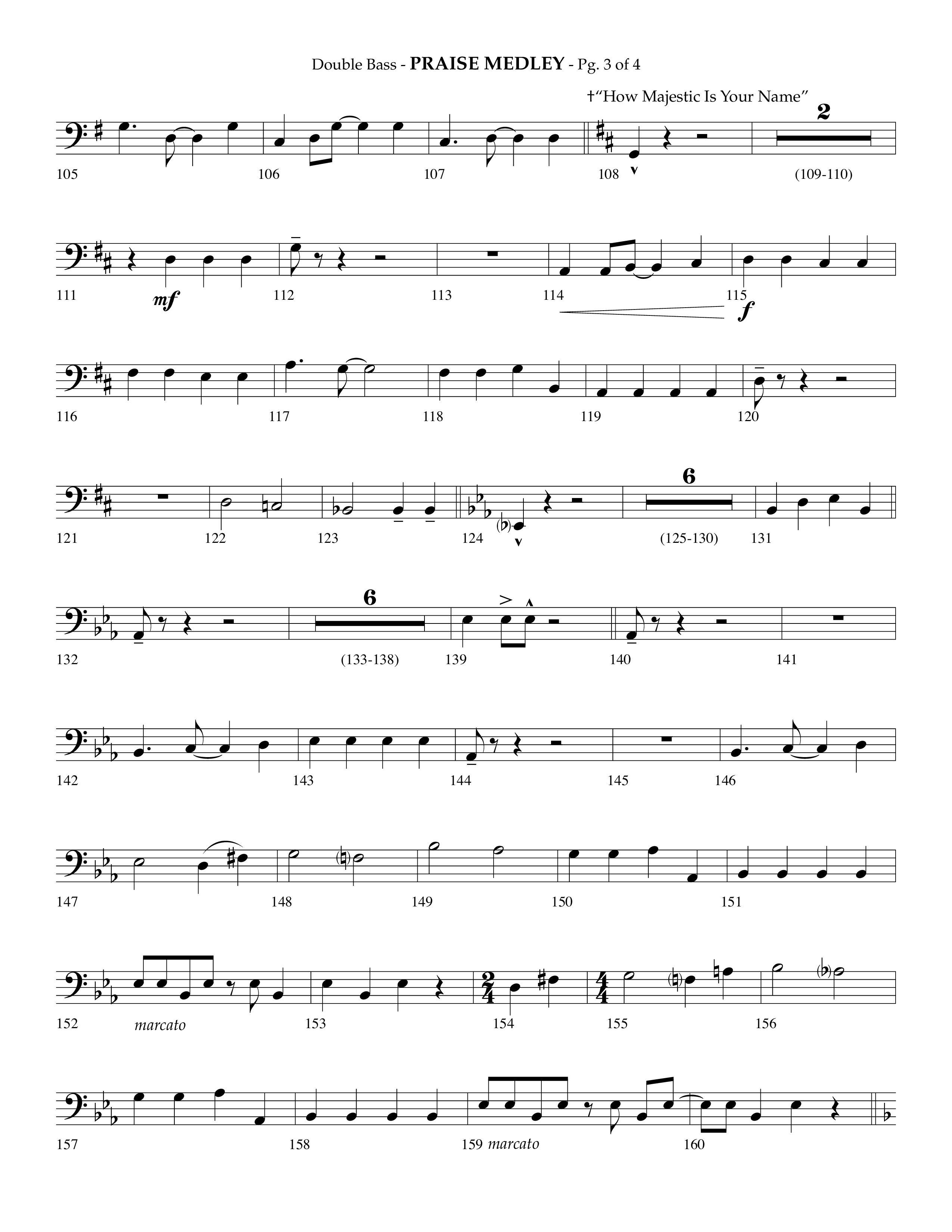 Praise Medley (Choral Anthem SATB) Double Bass (Lifeway Choral / Arr. Phillip Keveren / Arr. Jay Rouse)