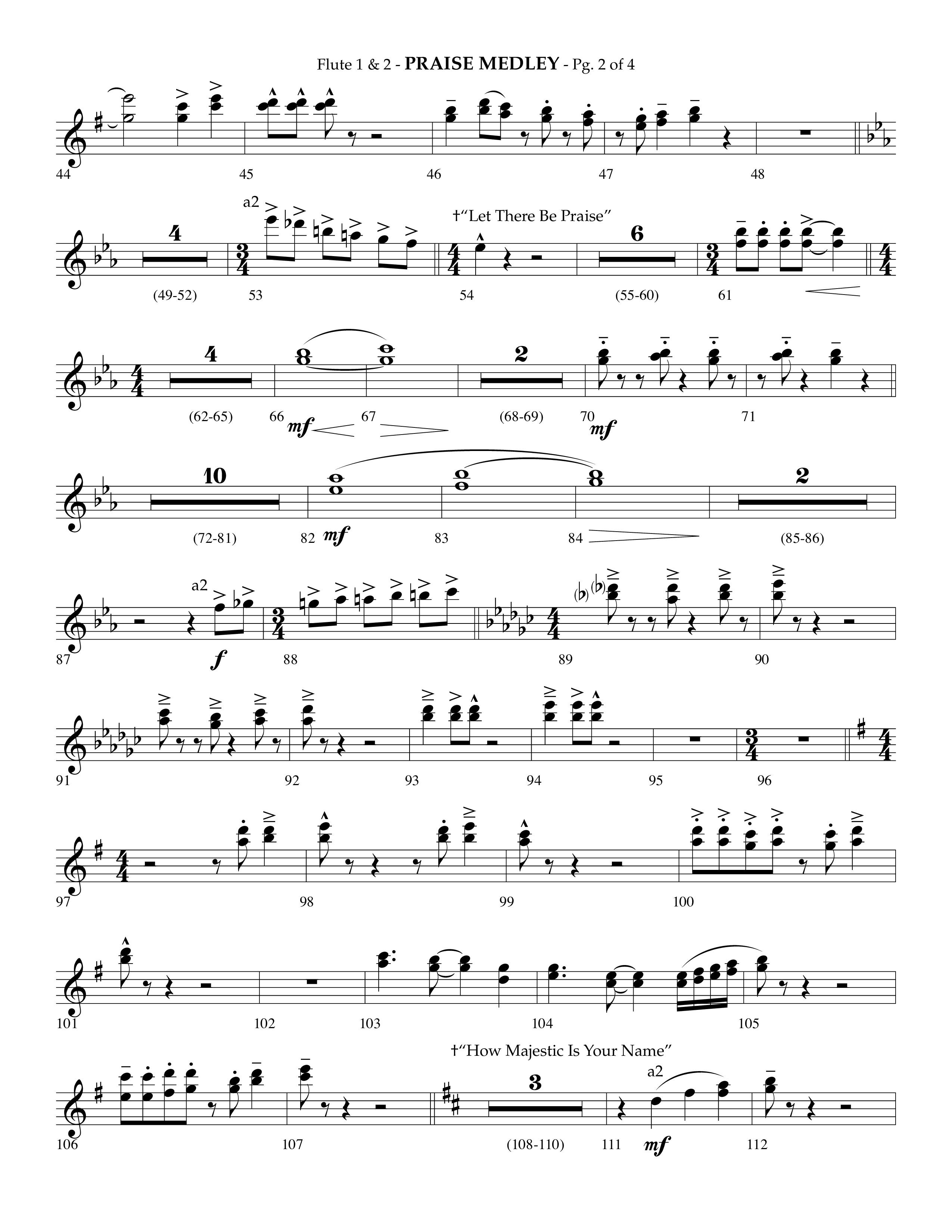 Praise Medley (Choral Anthem SATB) Flute 1/2 (Lifeway Choral / Arr. Phillip Keveren / Arr. Jay Rouse)