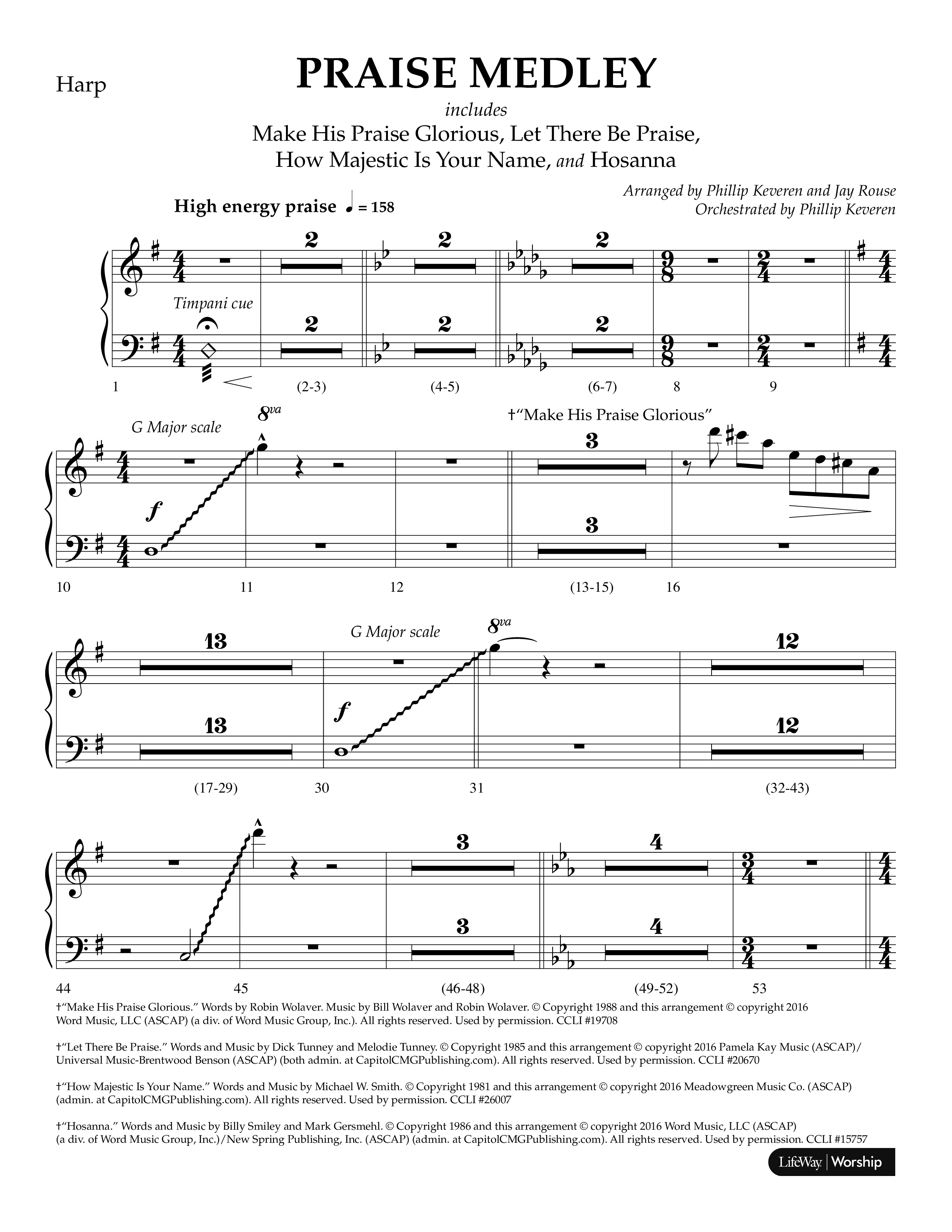 Praise Medley (Choral Anthem SATB) Harp (Lifeway Choral / Arr. Phillip Keveren / Arr. Jay Rouse)