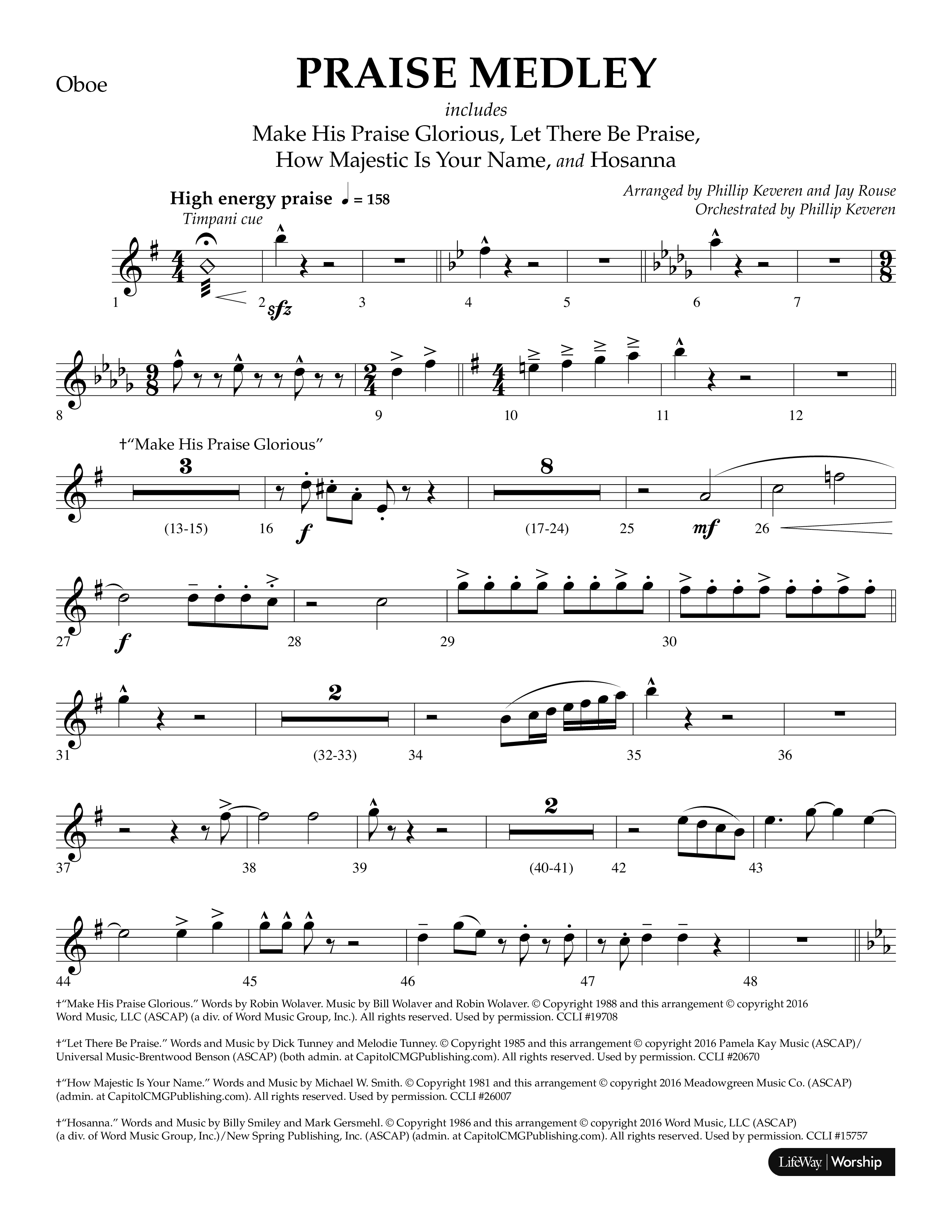 Praise Medley (Choral Anthem SATB) Oboe (Lifeway Choral / Arr. Phillip Keveren / Arr. Jay Rouse)
